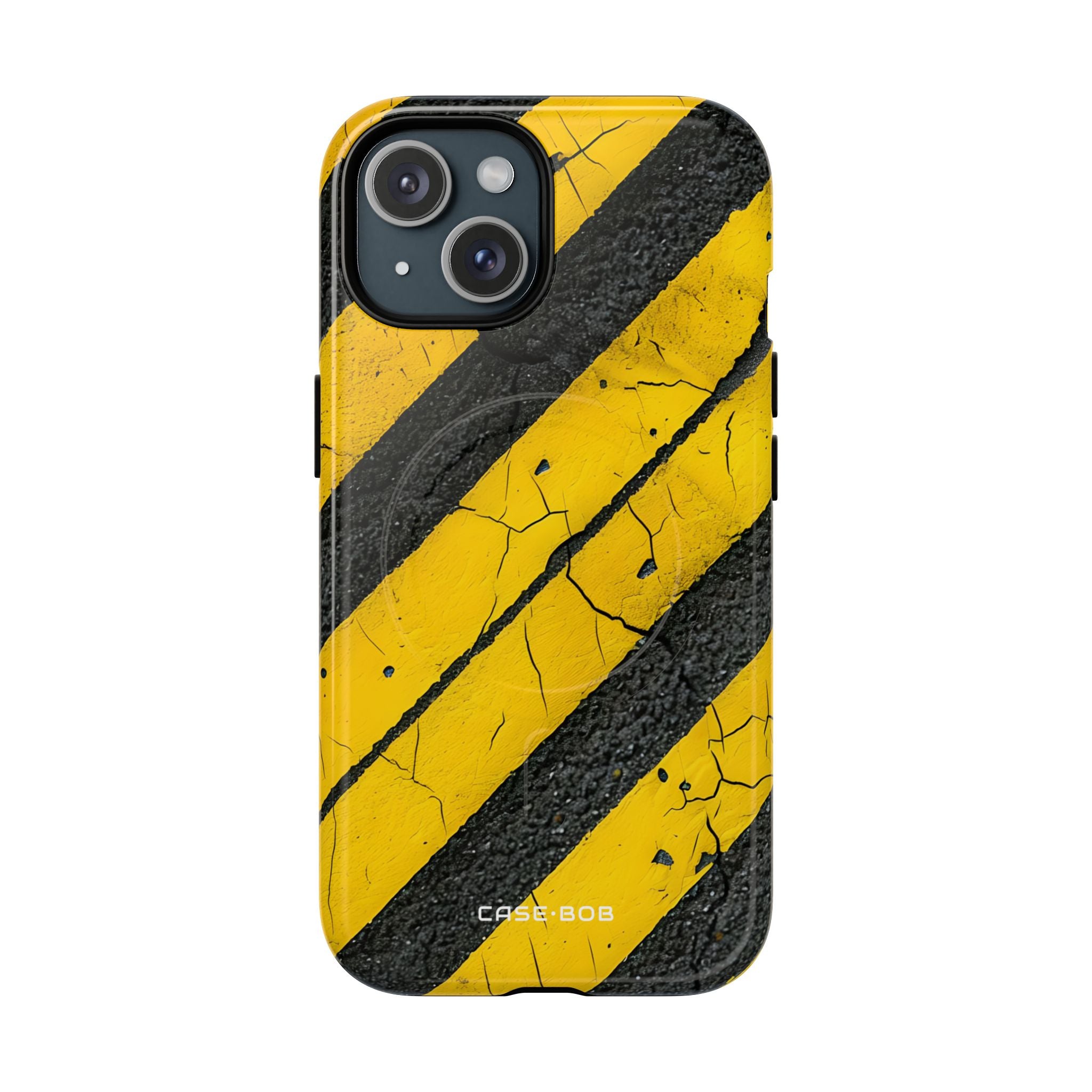 Yellow Stripe Distress iPhone 15 Case - Tough+
