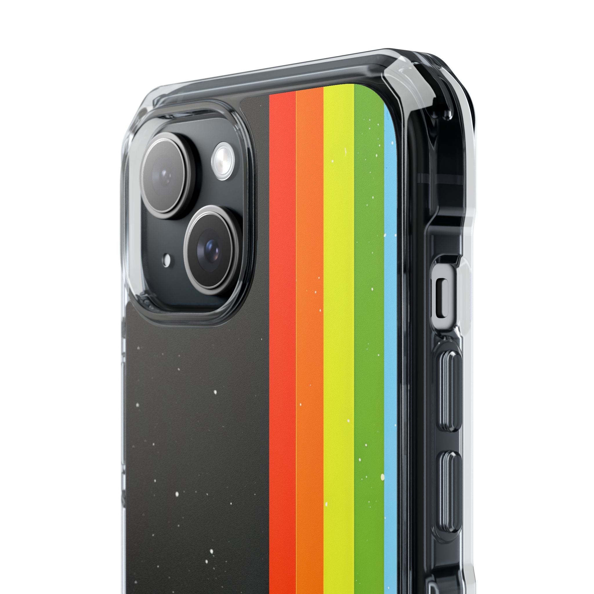 Vibrant Vertical Stripes Against Cosmic Black iPhone 15 - Impact Clear+