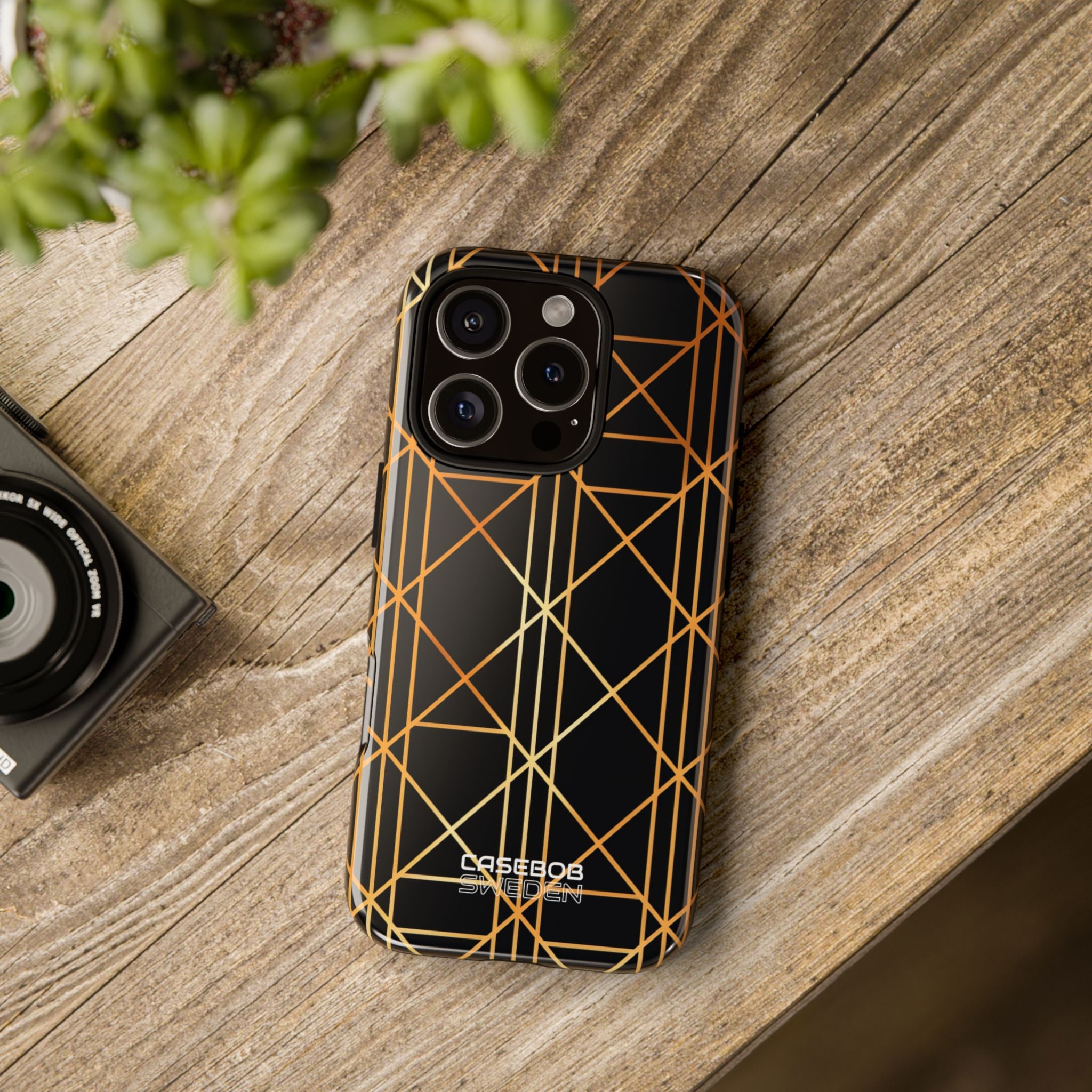 Golden Geometric Elegance iPhone 16 - Tough