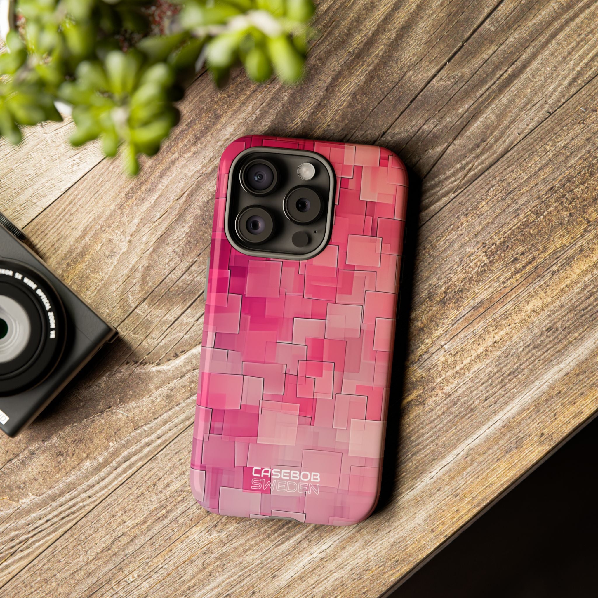 Layered Pink Geometry iPhone 15 - Tough