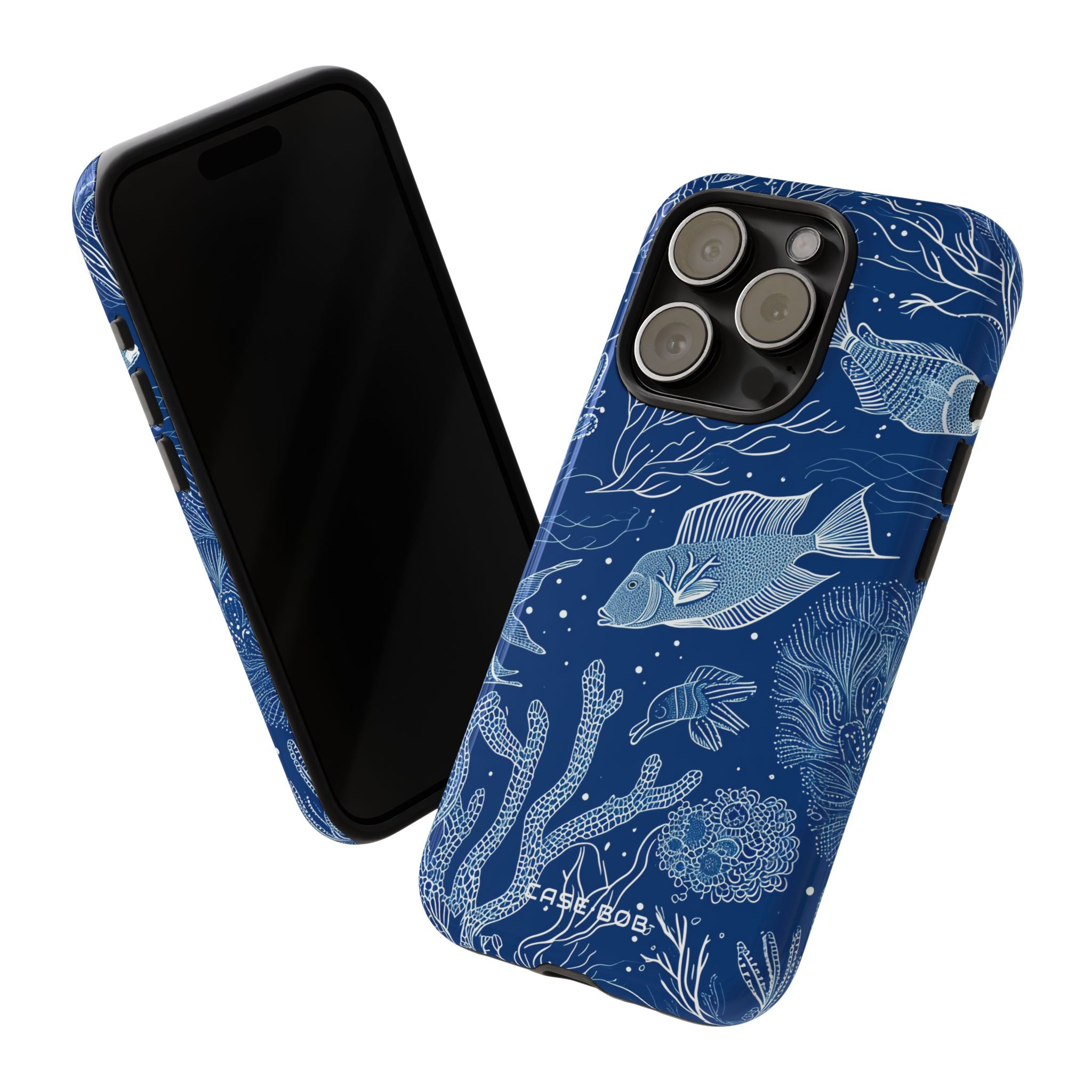 Navy Scale Reef iPhone 15 Pro Case - Tough