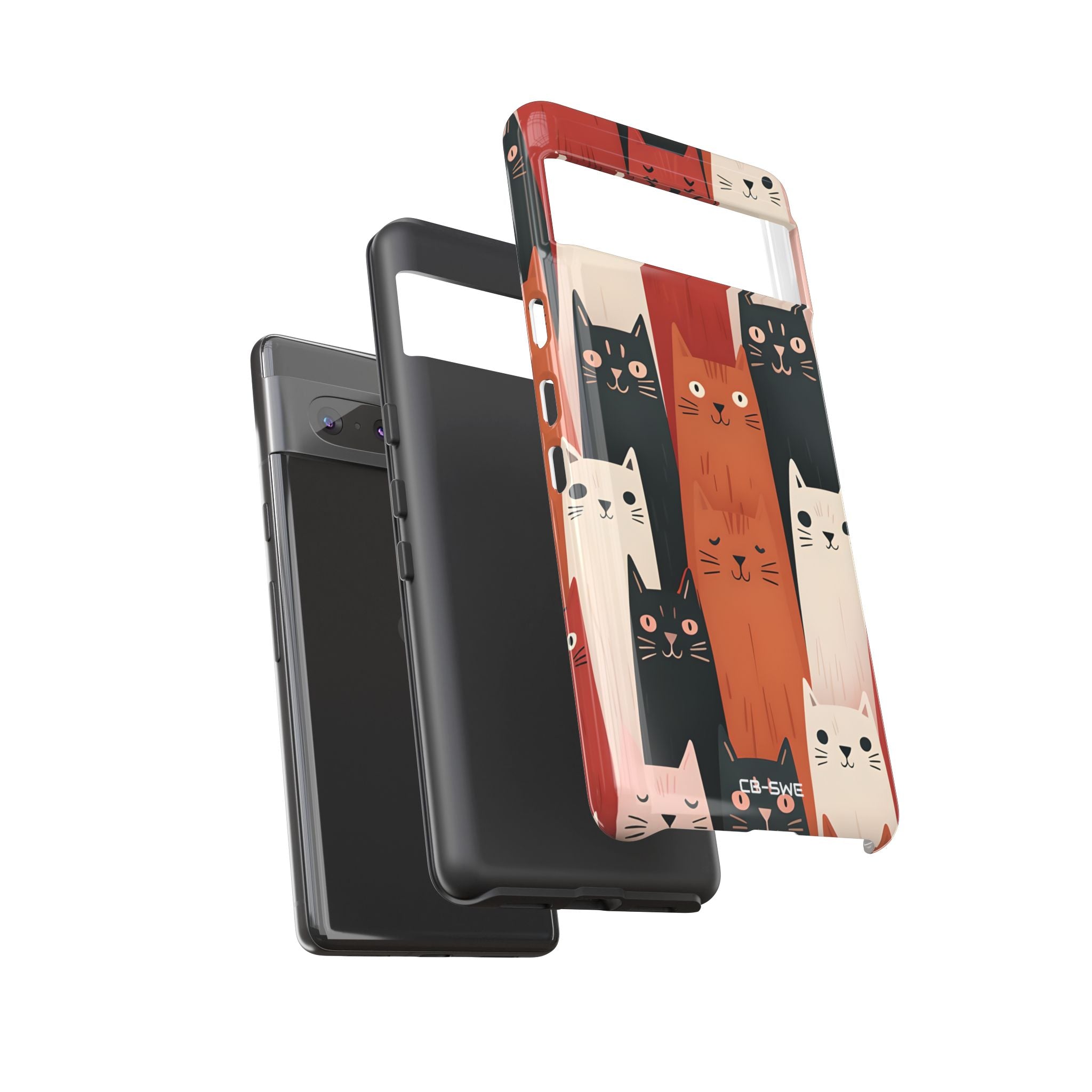 "Whimsical Cat Assembly" - Google Pixel Case
