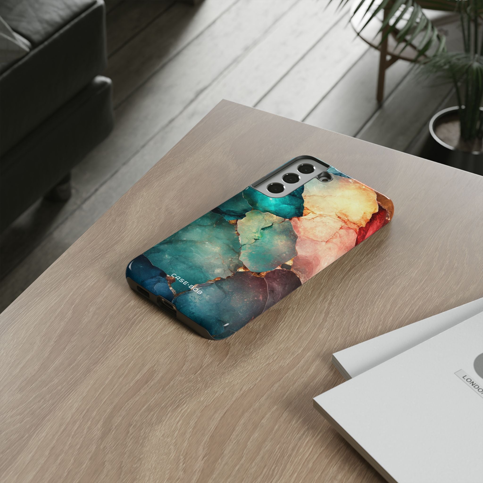 Teal Mosaic Veins Samsung S22 Plus Case - Tough