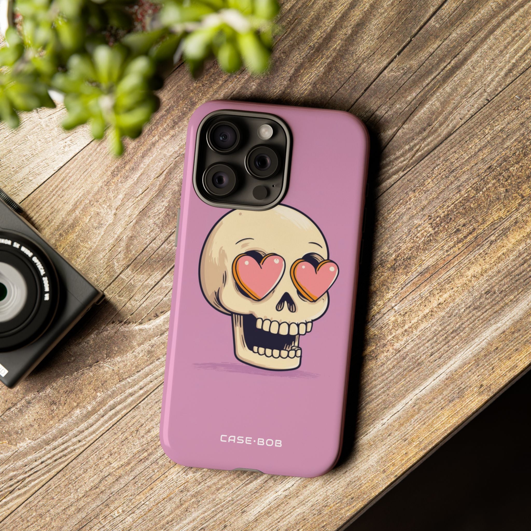 Heart Eyed Skull iPhone 15 Pro Max Case - Tough