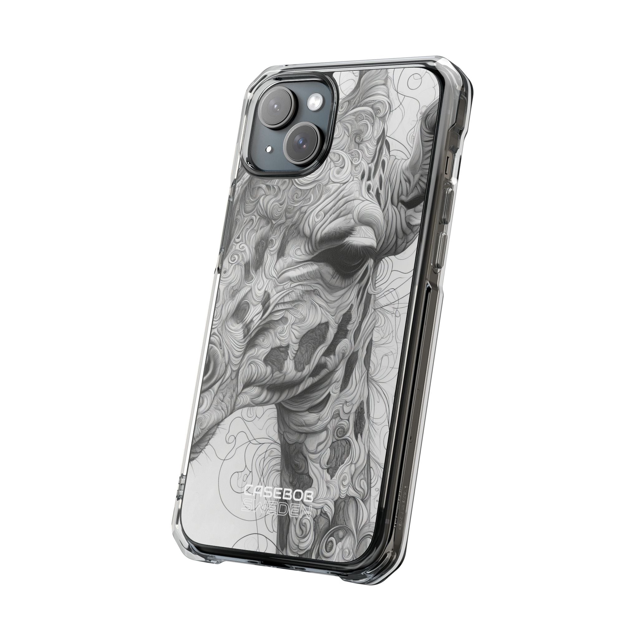 Swirling Giraffe Art iPhone 15 - Impact Clear+