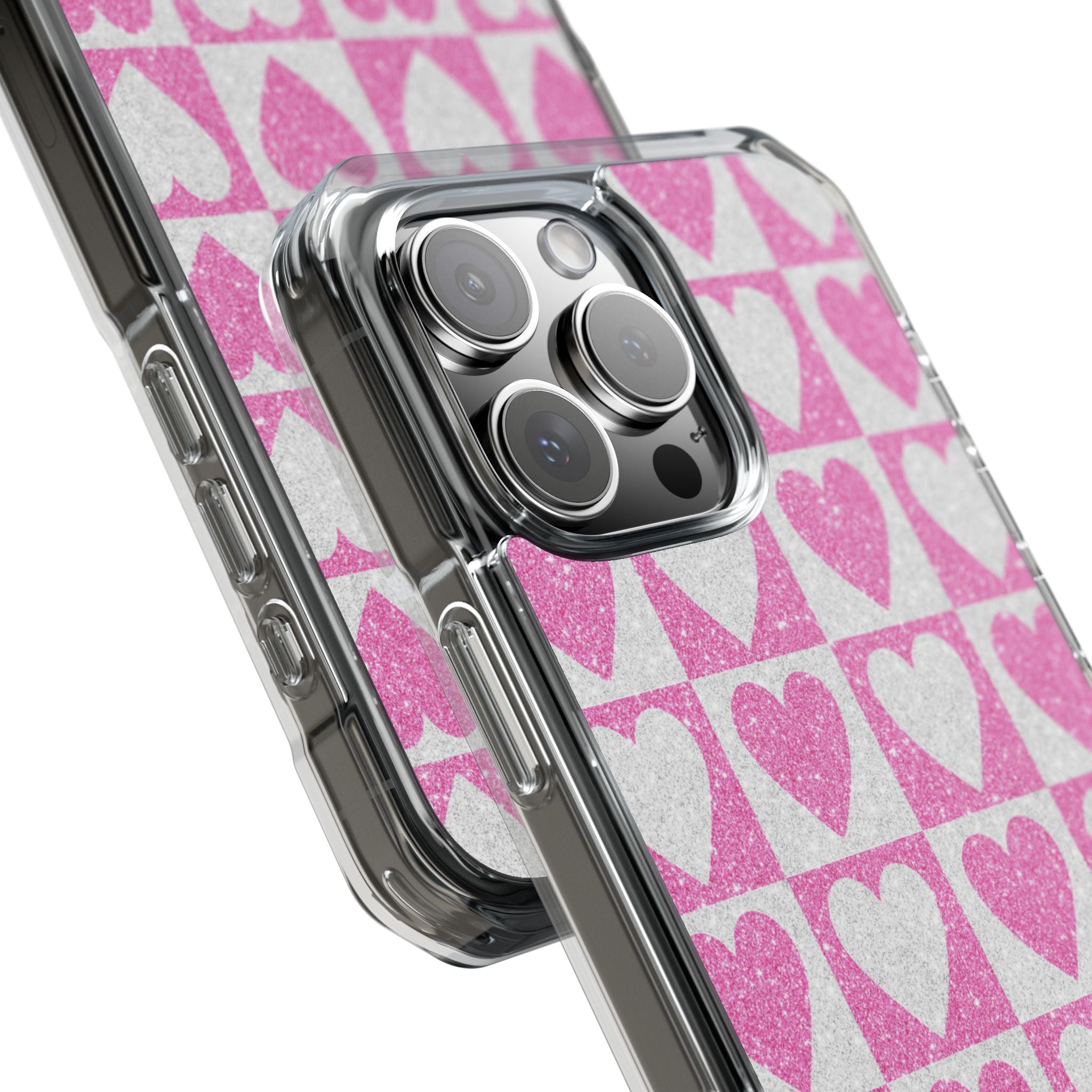 Glitter Heart Grid iPhone 16 Pro Max Case - Impact