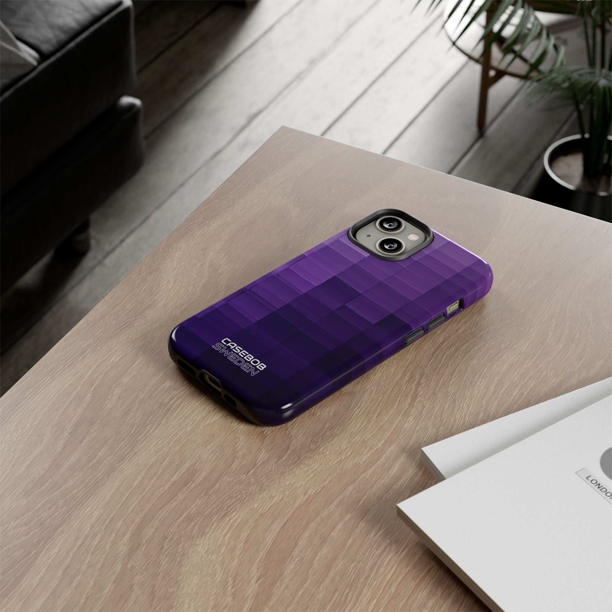 Purple Horizon Grid iPhone 14 - Resistente