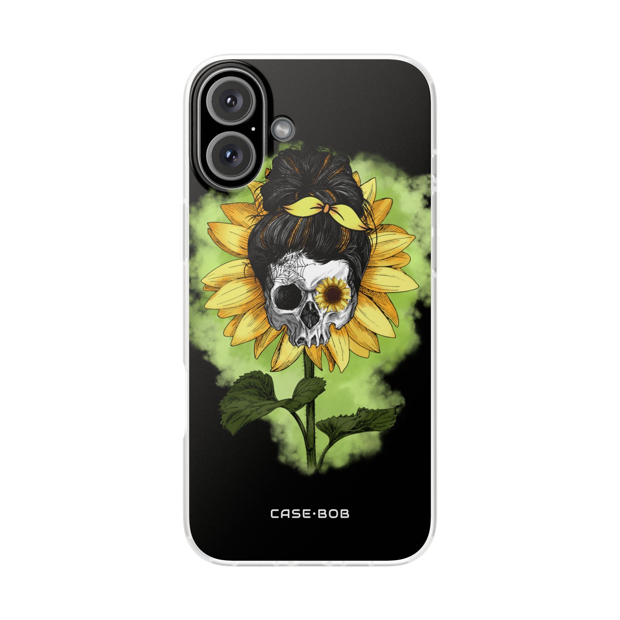 Sunflower Skull iPhone 16 Plus Case - Soft