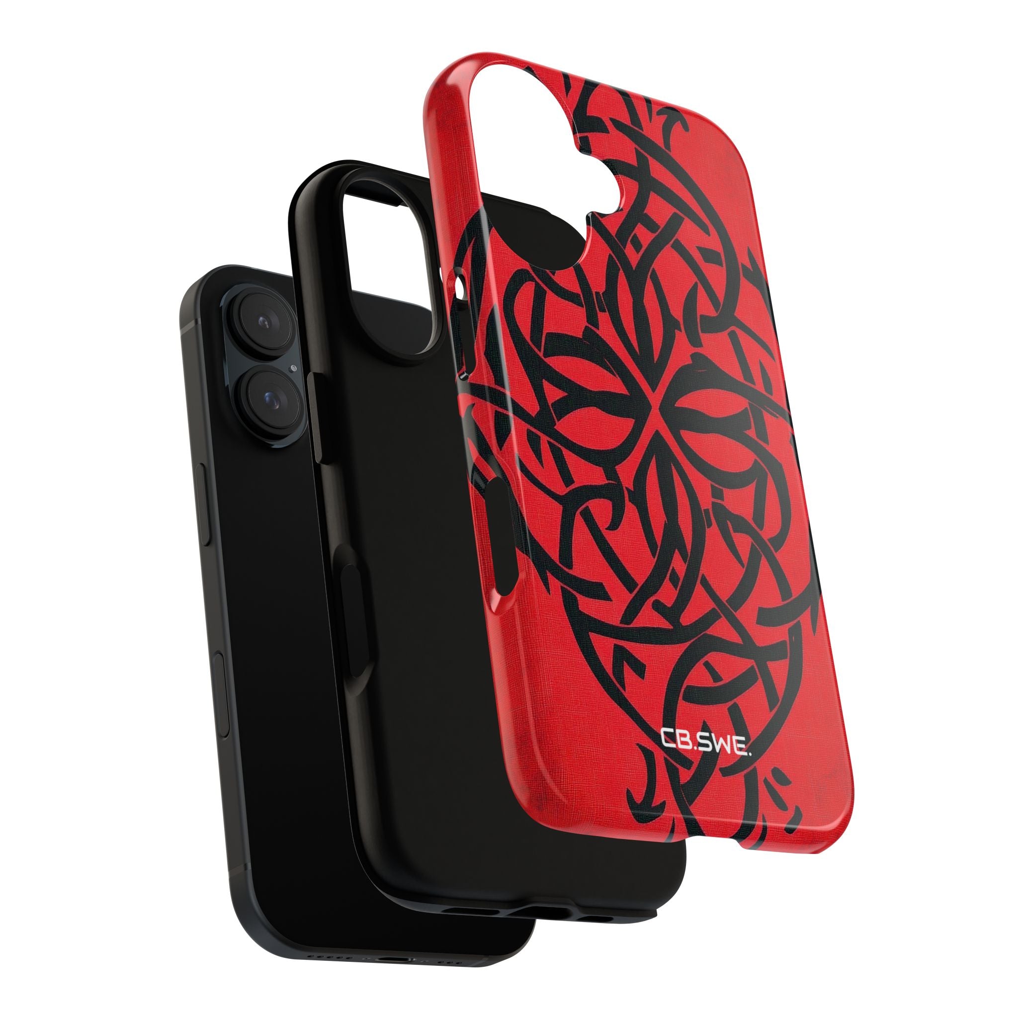 Wunderschöne rote symmetrische keltische Symbole Gothic Standard iPhone 16 - Robust