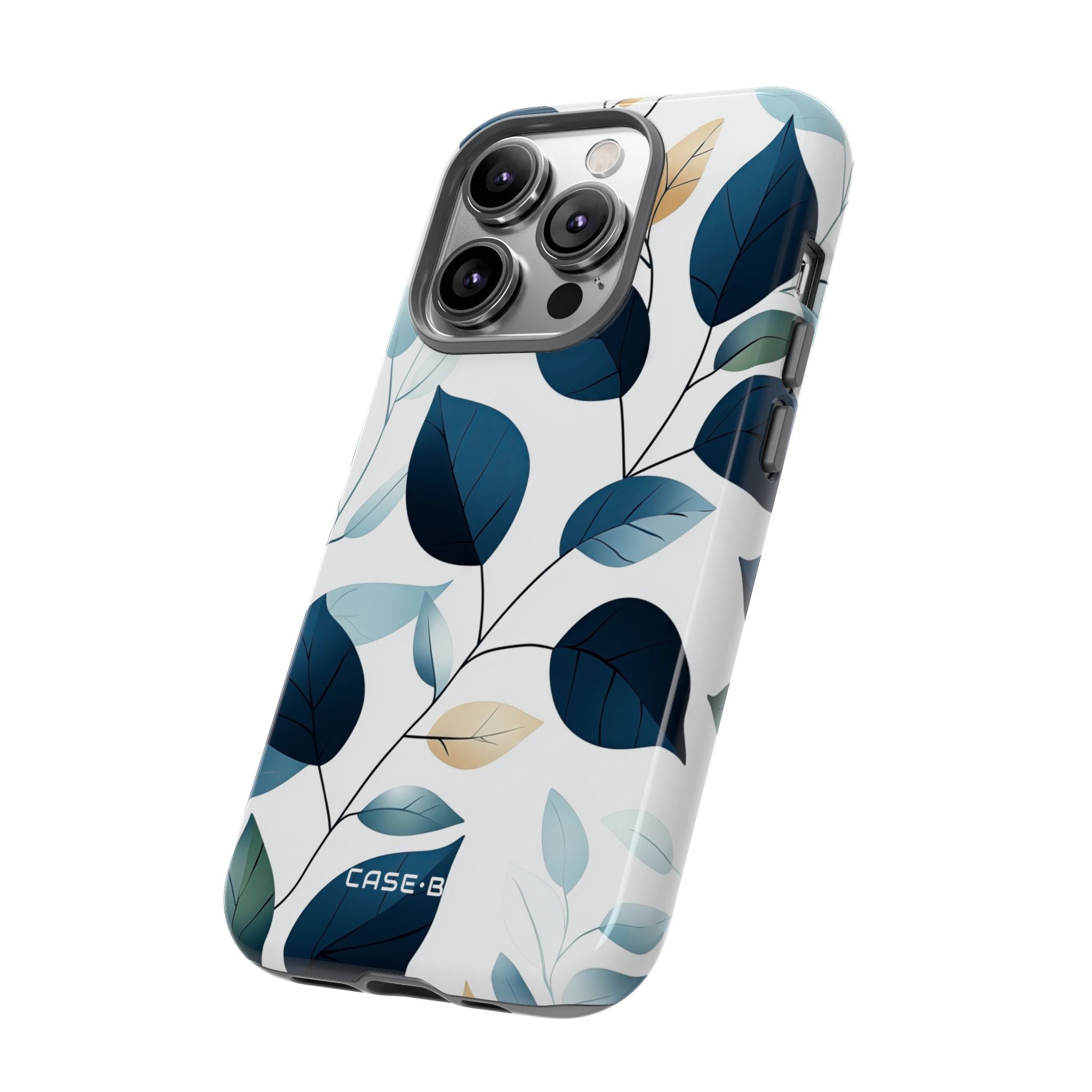 Navy Leaf Veins iPhone 14 Pro Case - Tough