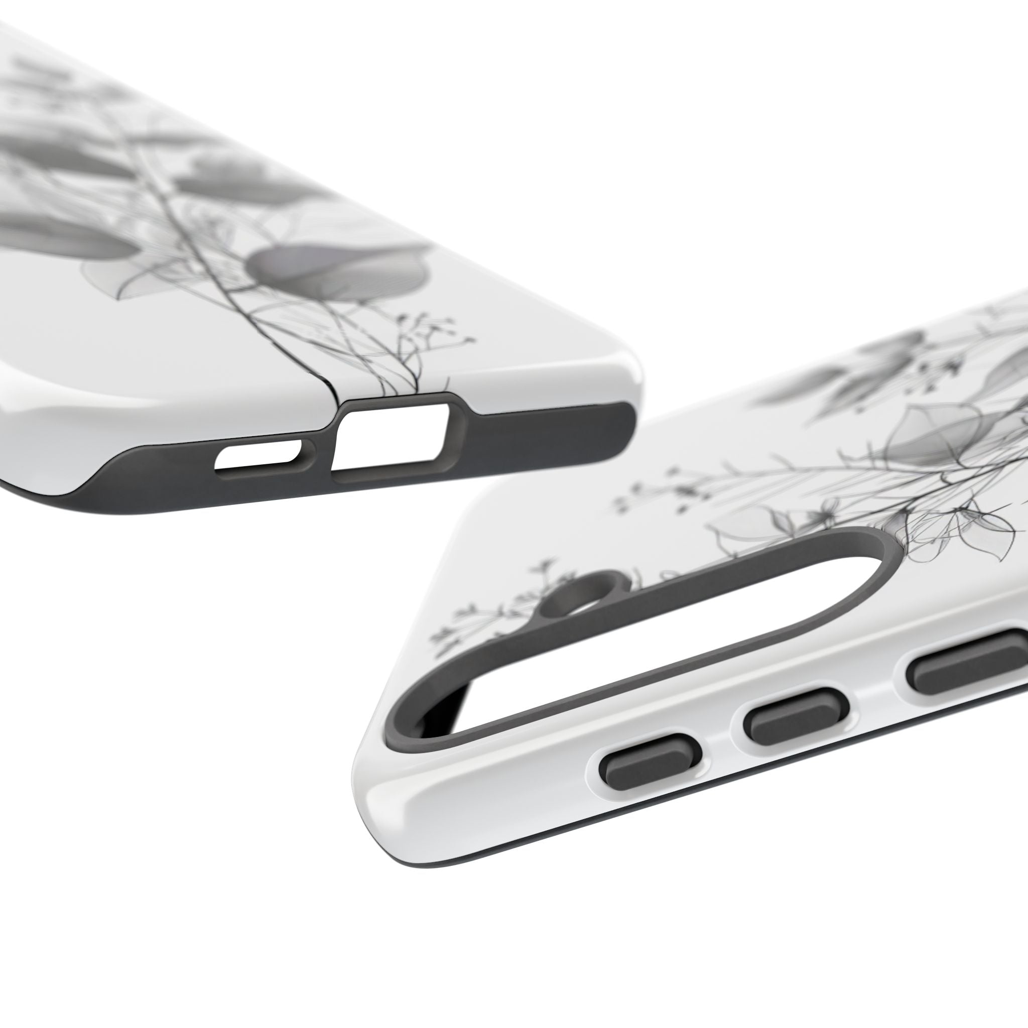 Veined Leaves Gray Samsung S25 Plus Case - Tough