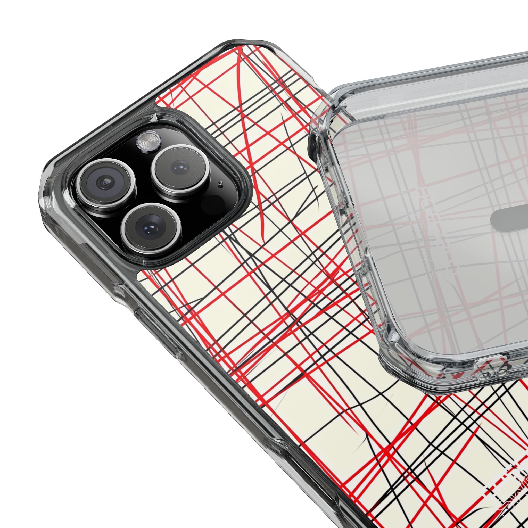 Crimson Wire Tangle iPhone 16 - Impact Clear+