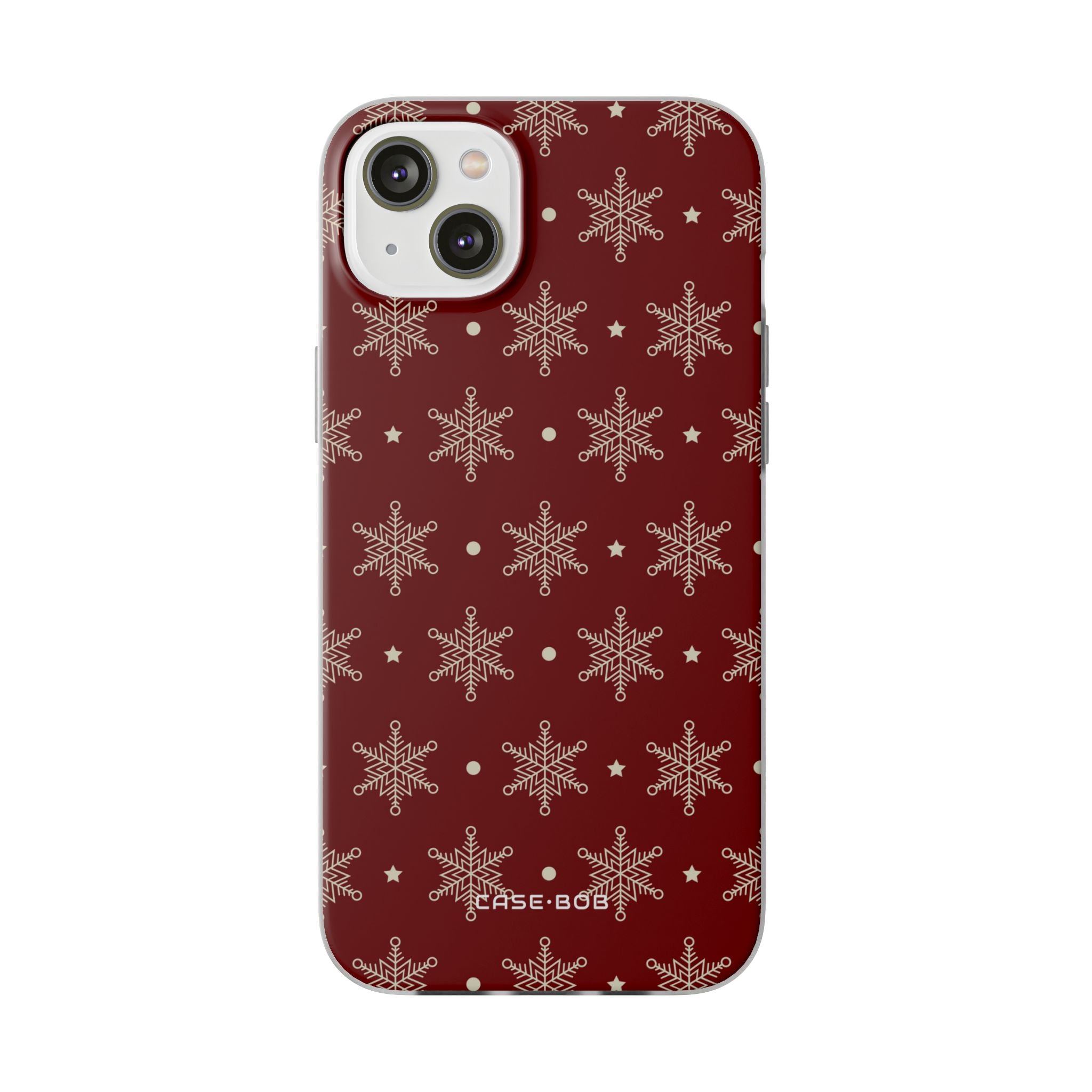 Cream Snowflake Crimson iPhone 14 Plus Case - Soft