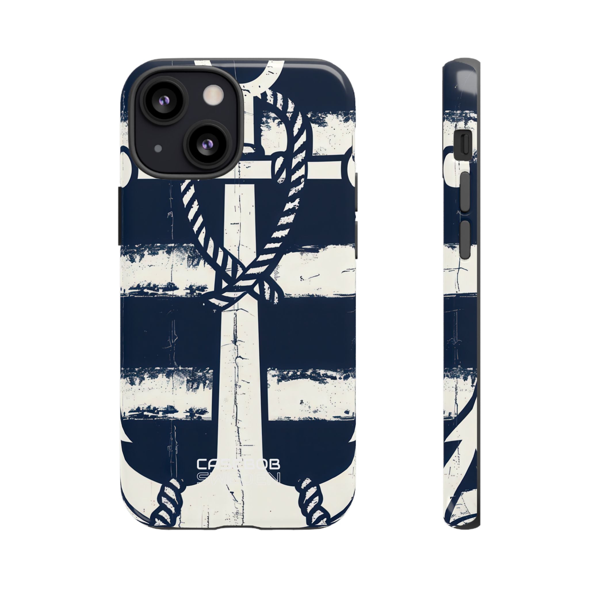 Navy Anchor Stripes iPhone 13 - Tough