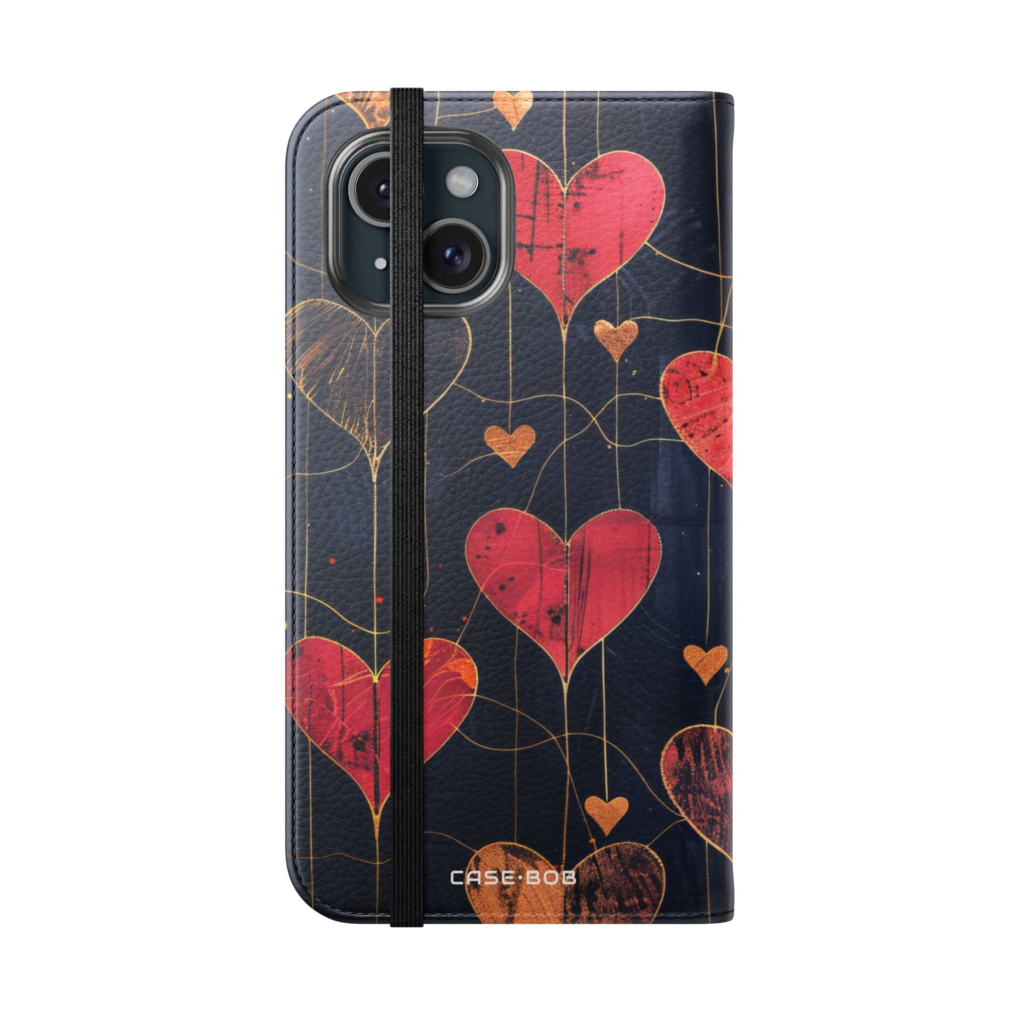 Textured Heart Grid - iPhone 15 Case - Wallet