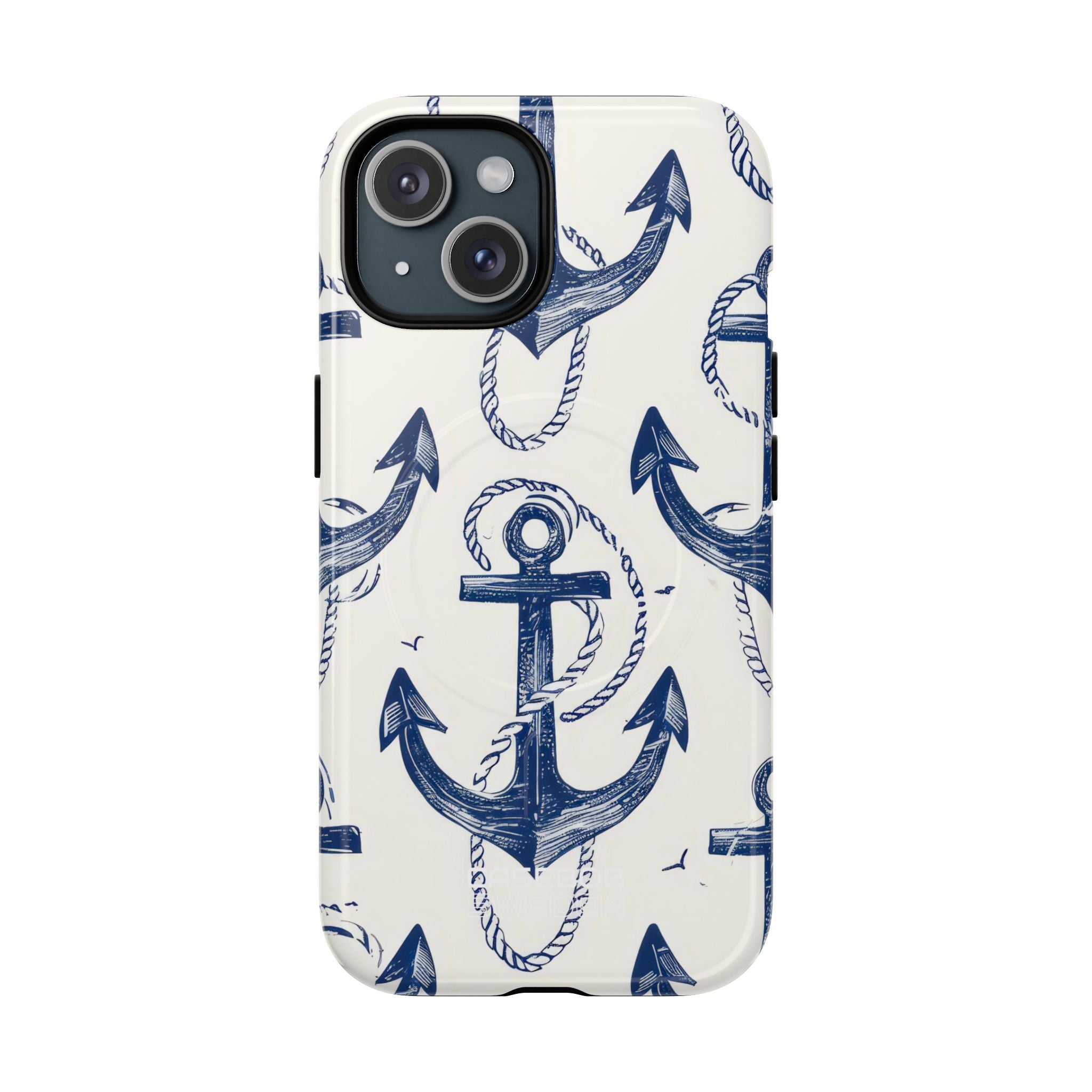 Navy Anchor Tapestry iPhone 15 - Tough+