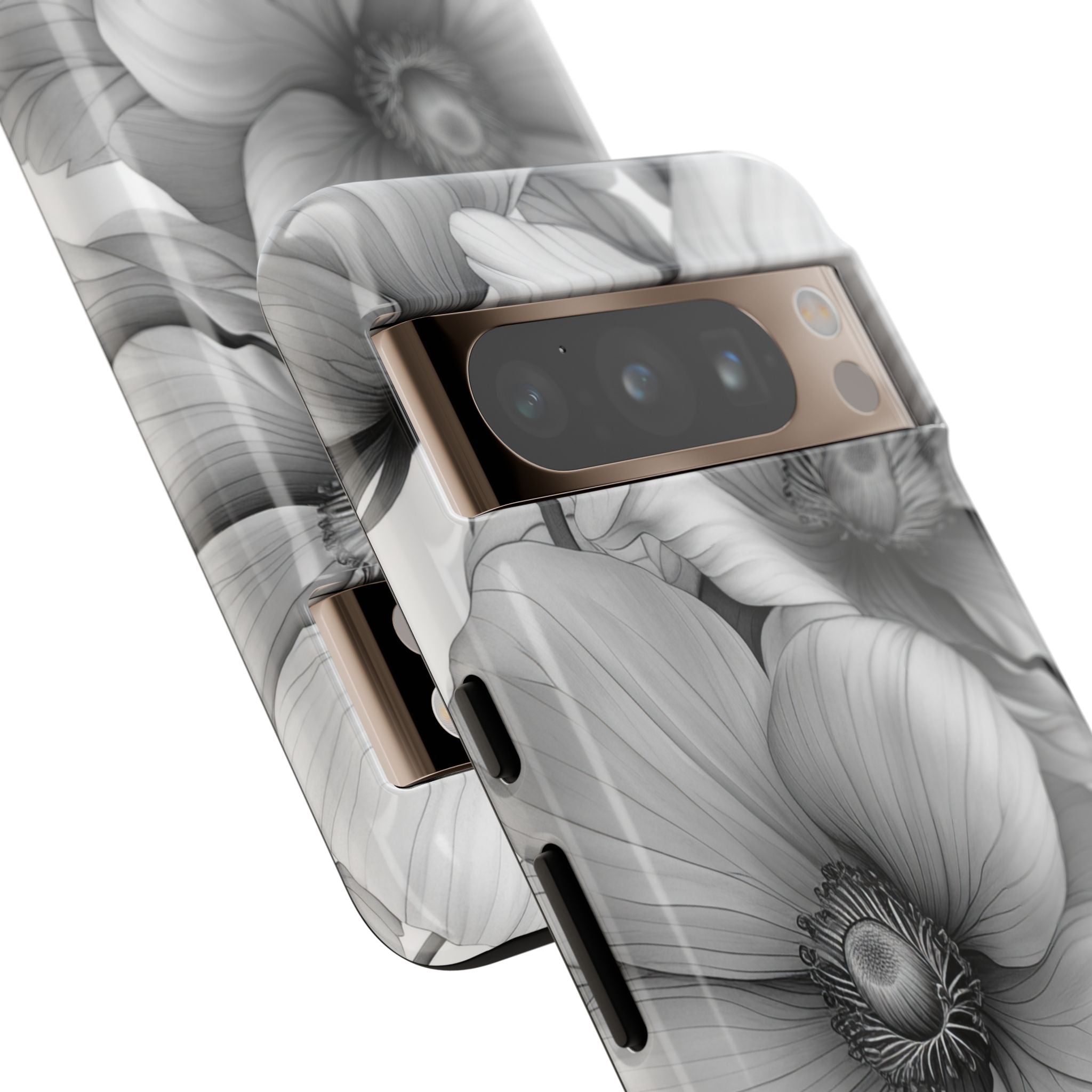 Grayscale Floral Harmony Google Pixel 8 - Tough