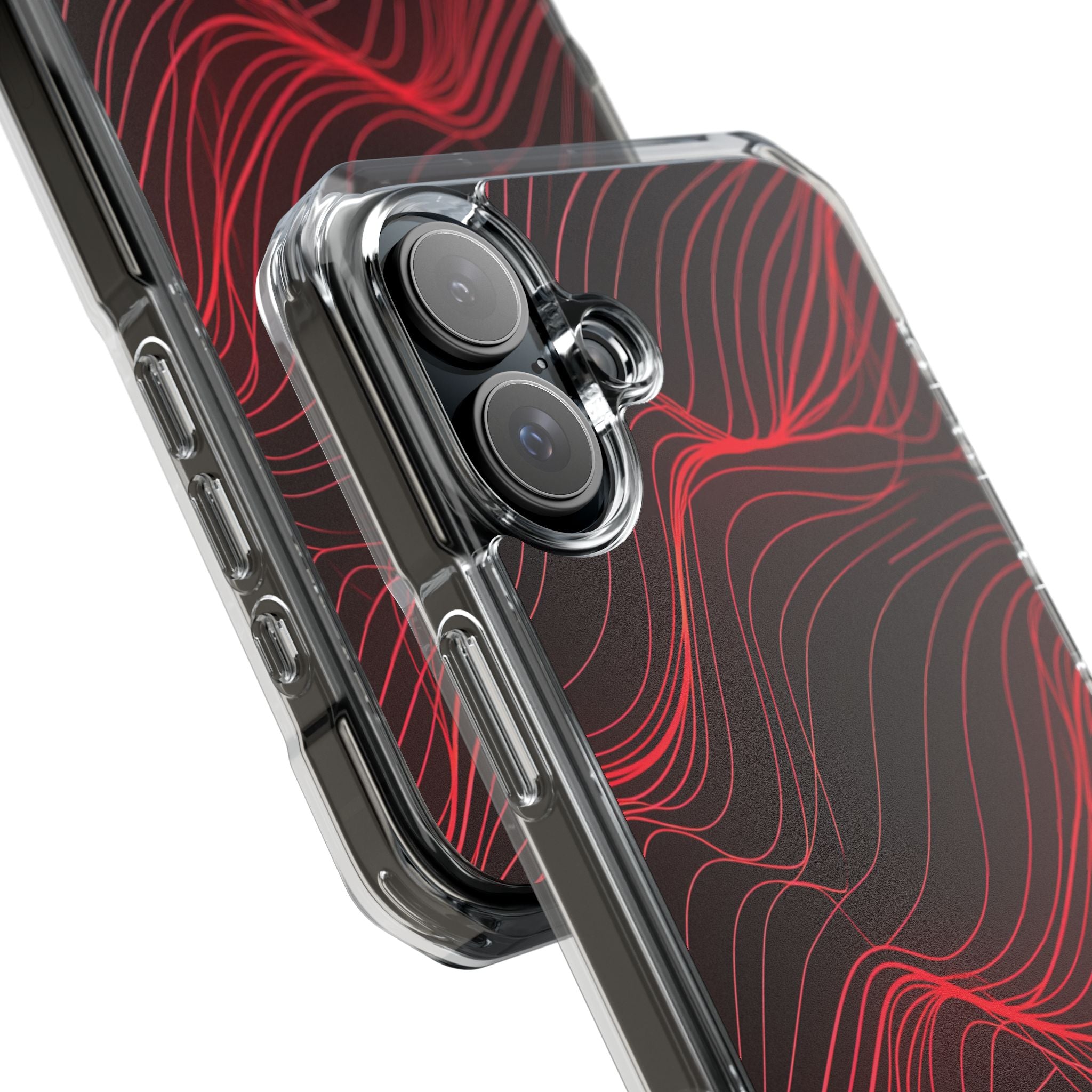 Crimson Waveform Flow iPhone 16 - Impact Clear+