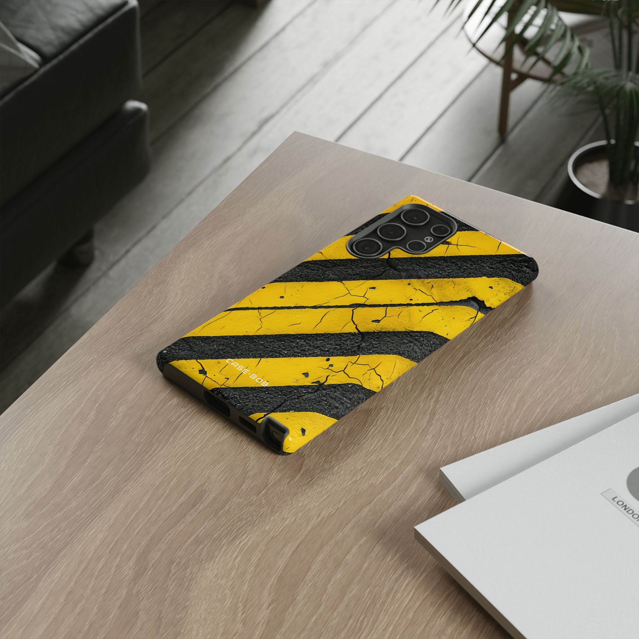 Yellow Stripe Distress Samsung S22 Ultra Case - Tough