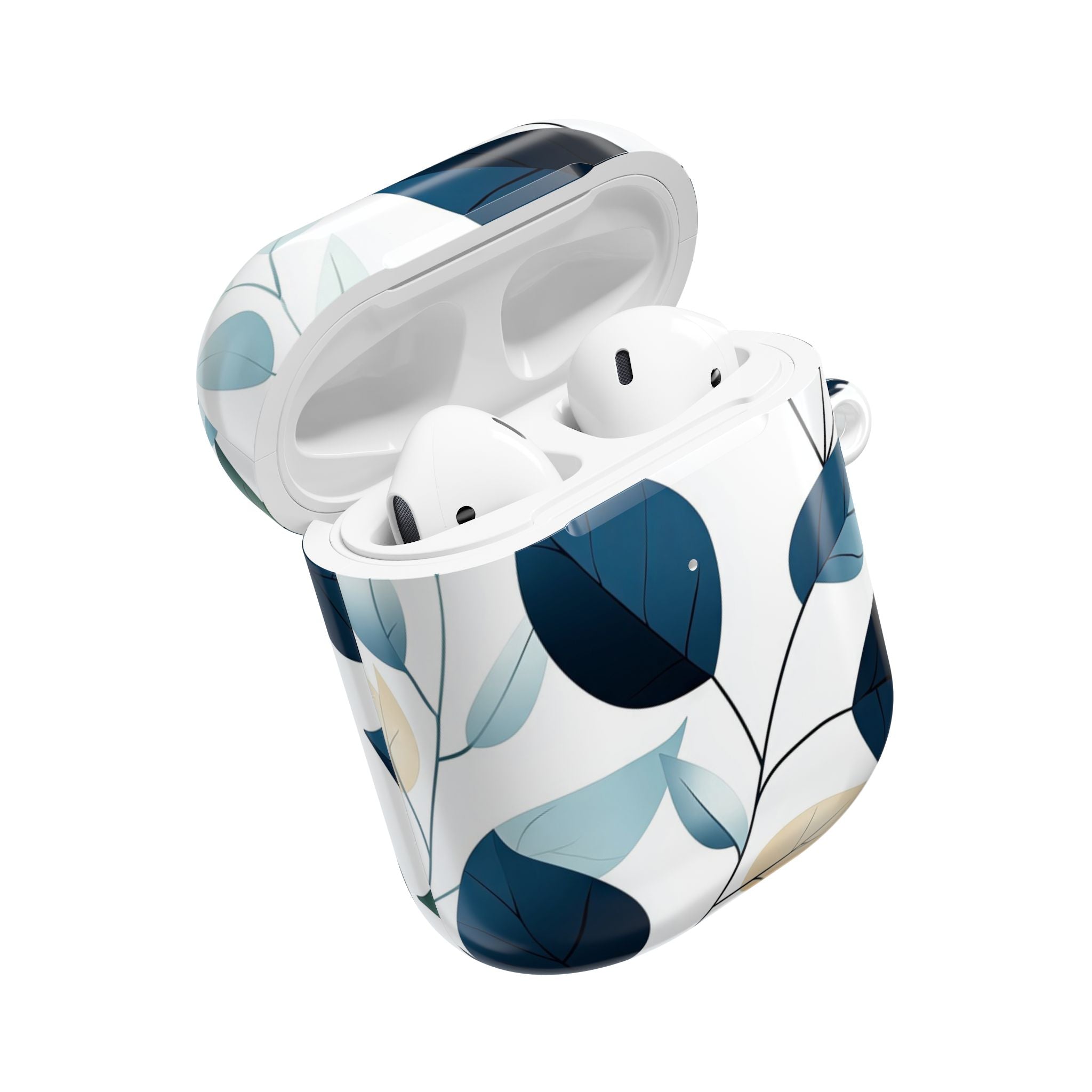 Navy Leaf Veins - AirPods Case