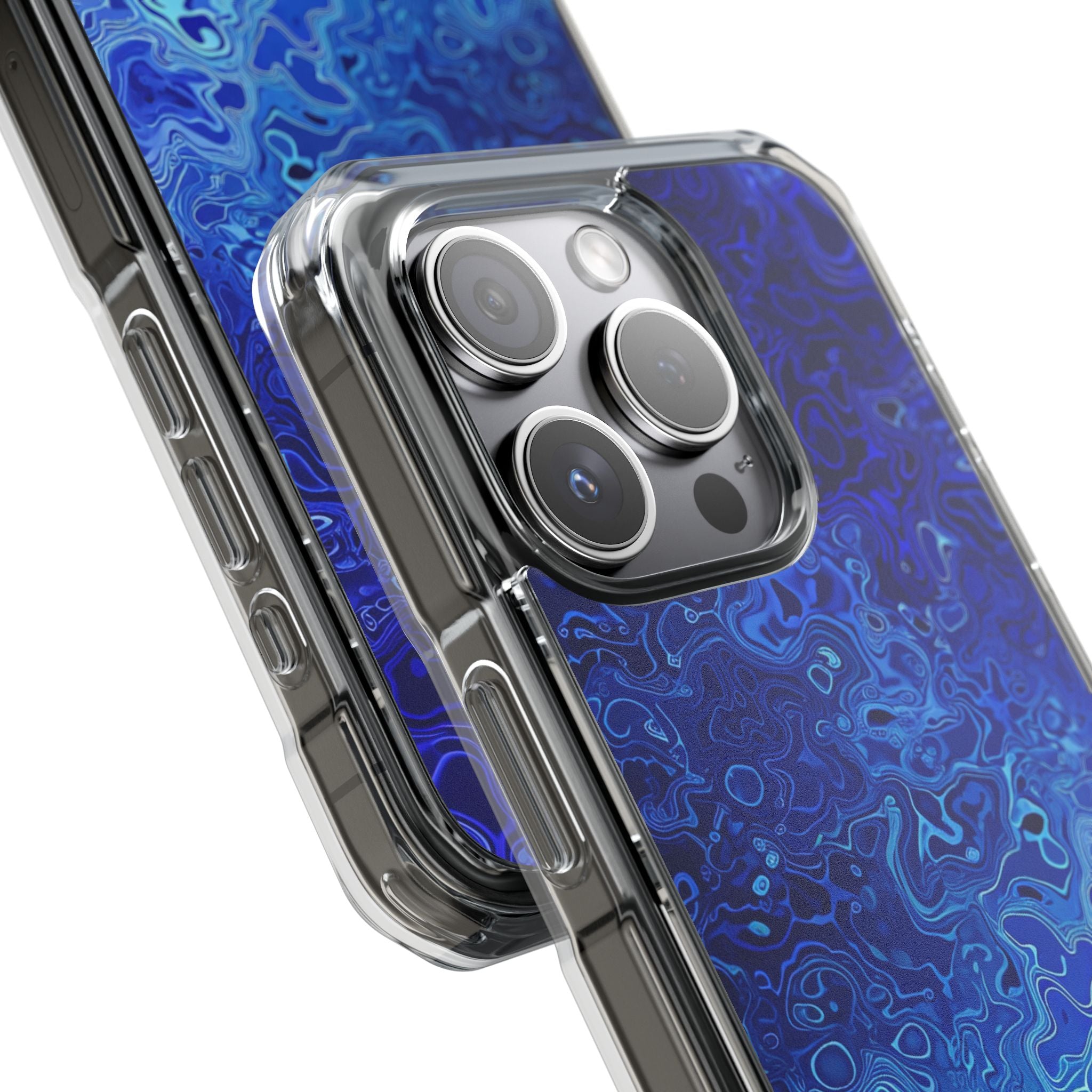 Swirling Blue Currents iPhone 15 - Impact Clear+