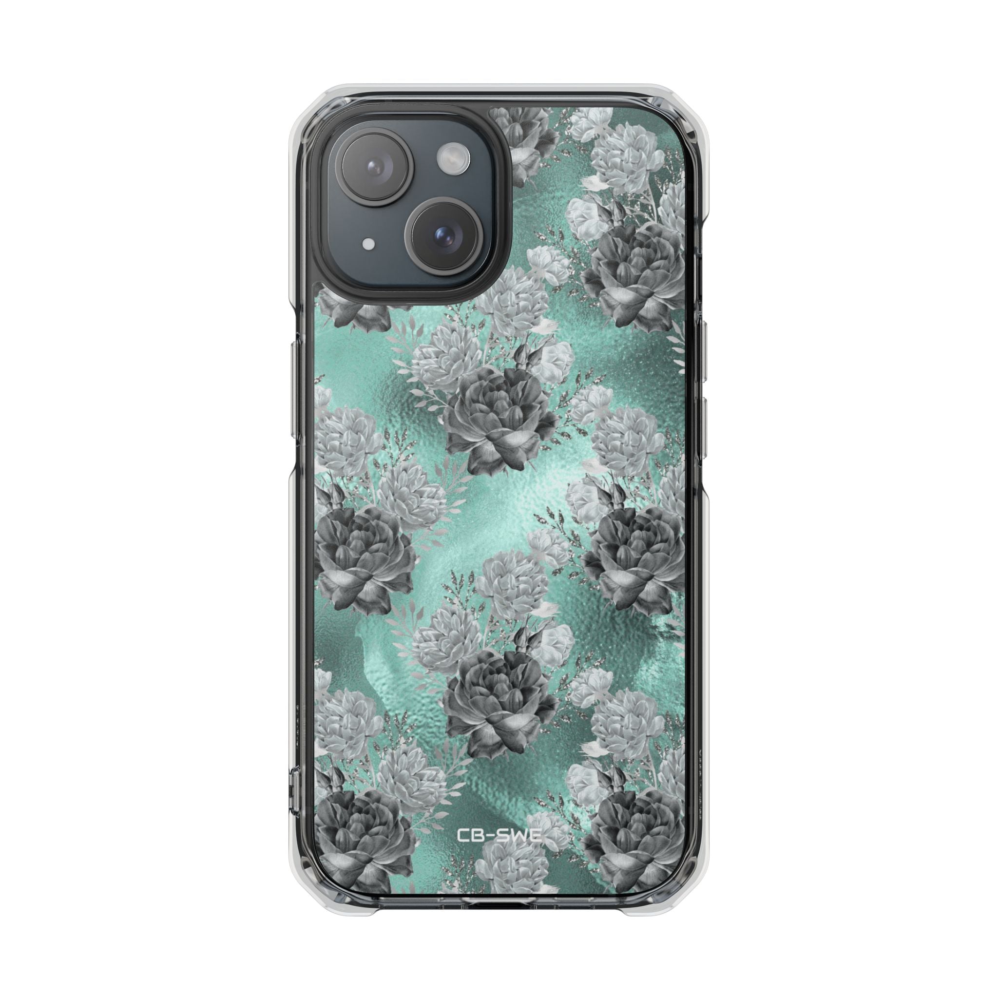 Teal Floral Elegance iPhone Case - Impact