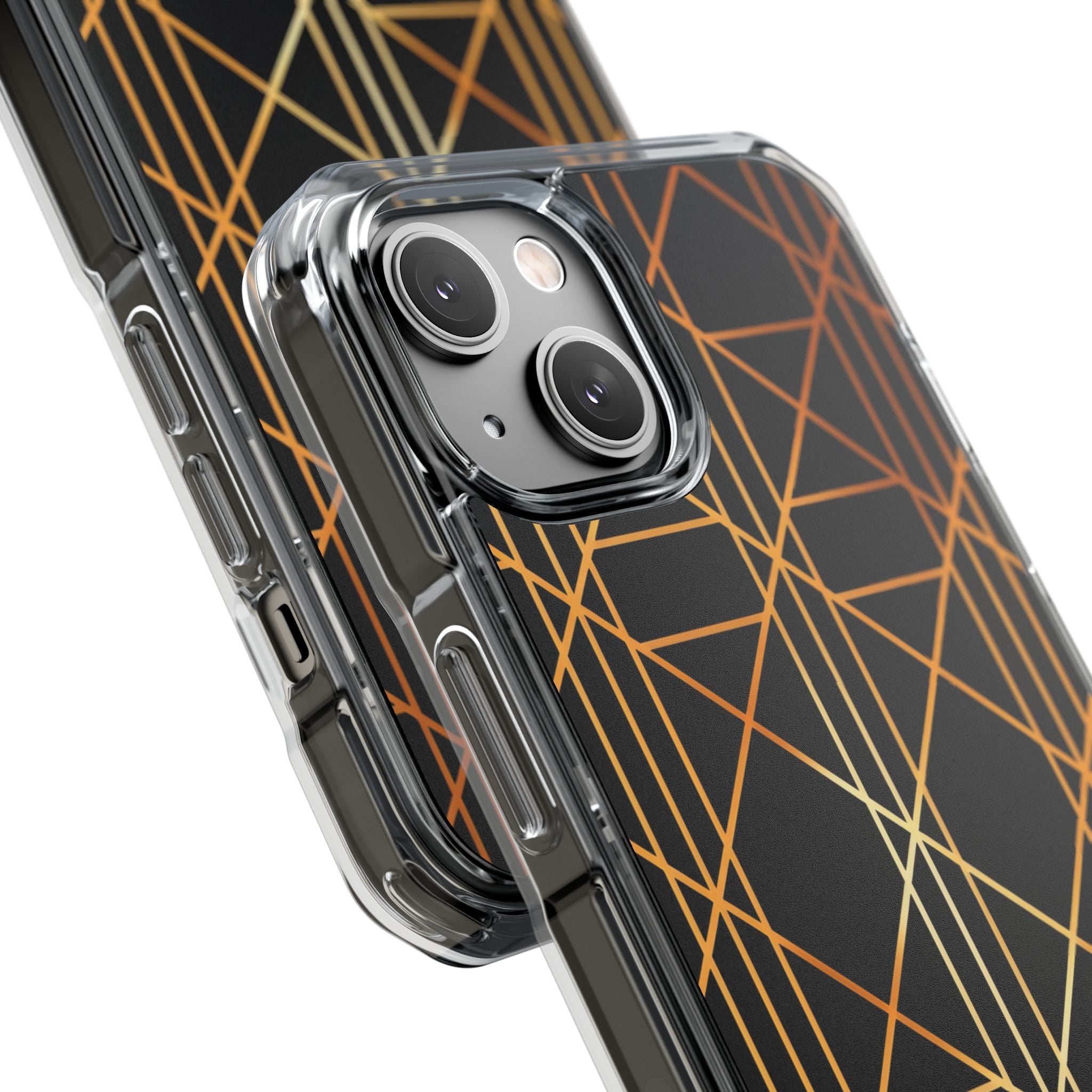 Golden Geometric Elegance iPhone 14 - Impact Clear+