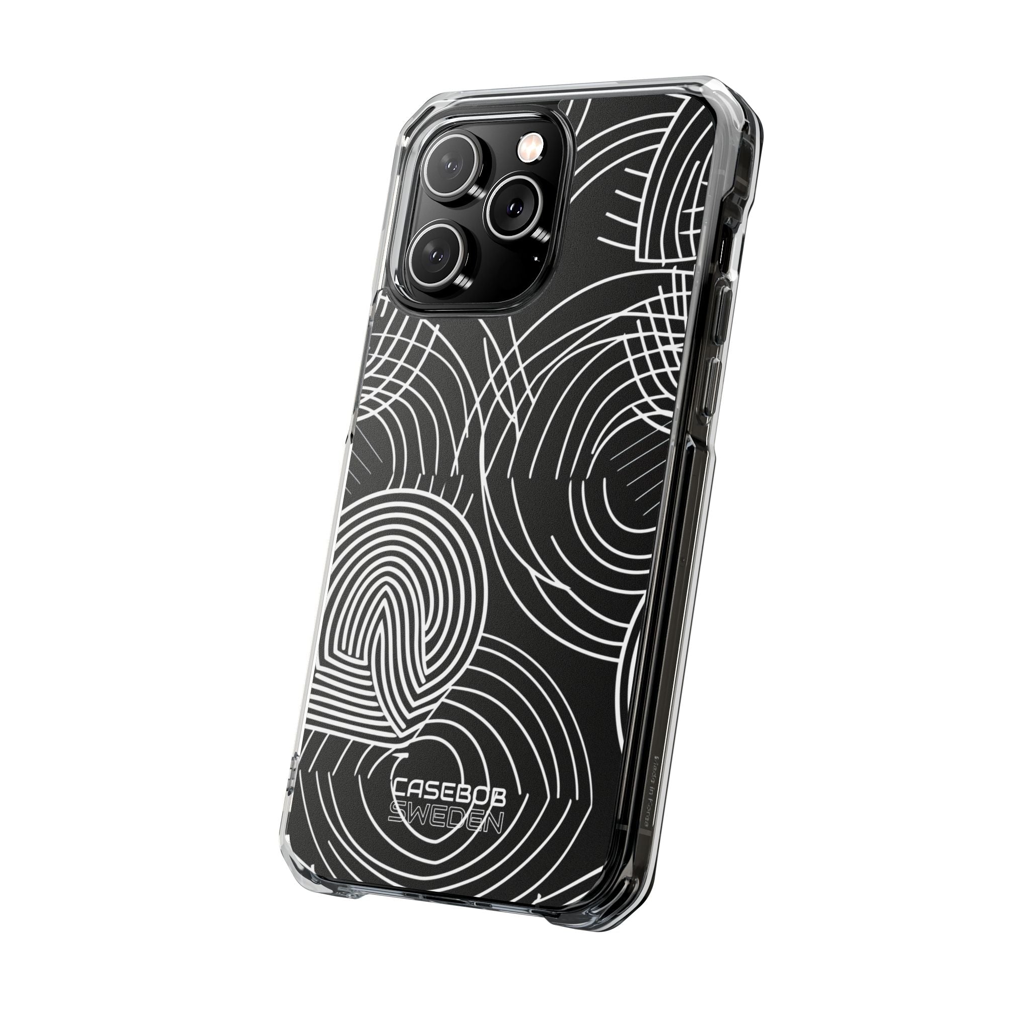 Monochrome Spiral Curves iPhone 14 - Impact Clear+