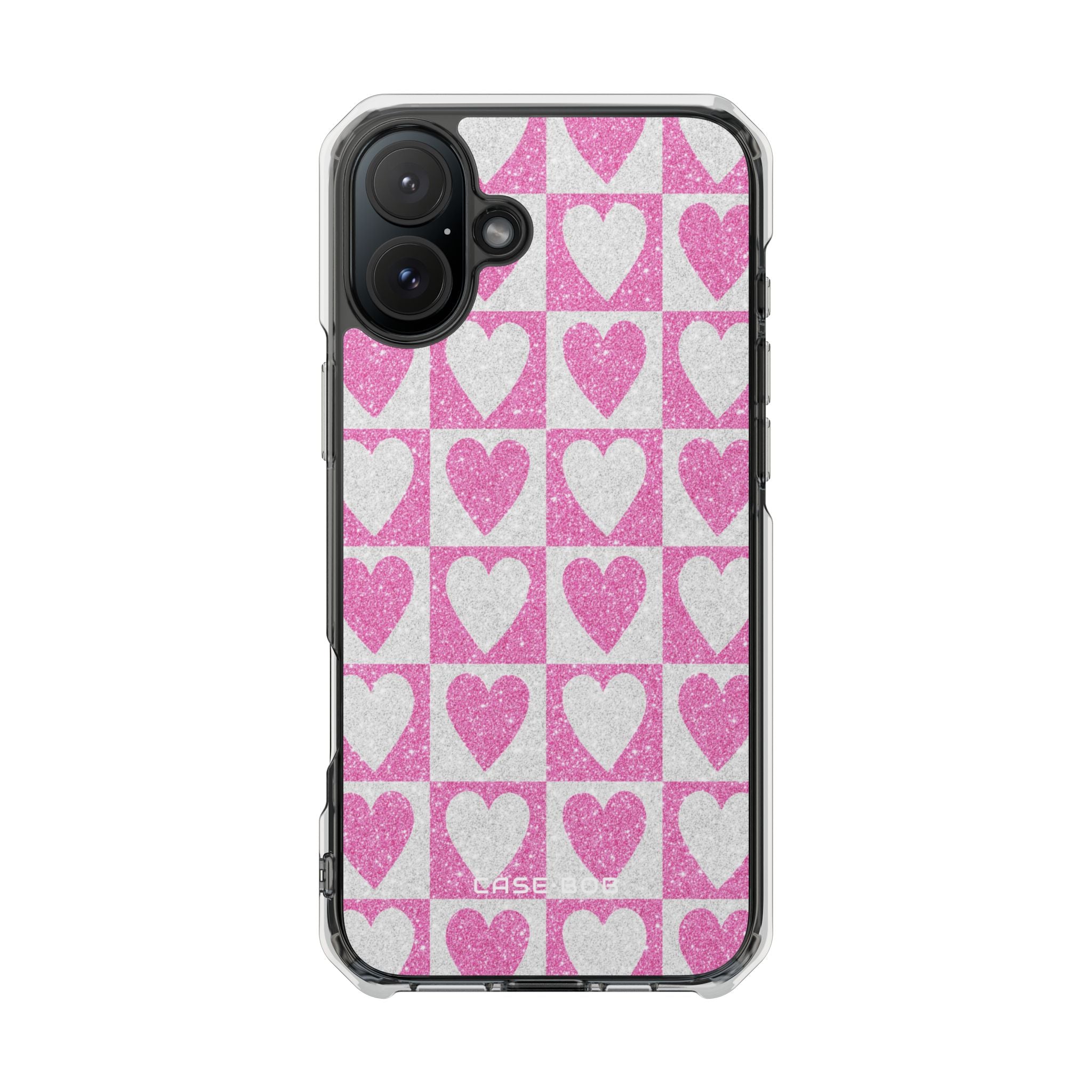 Glitter Heart Grid iPhone 16 Plus Case - Impact