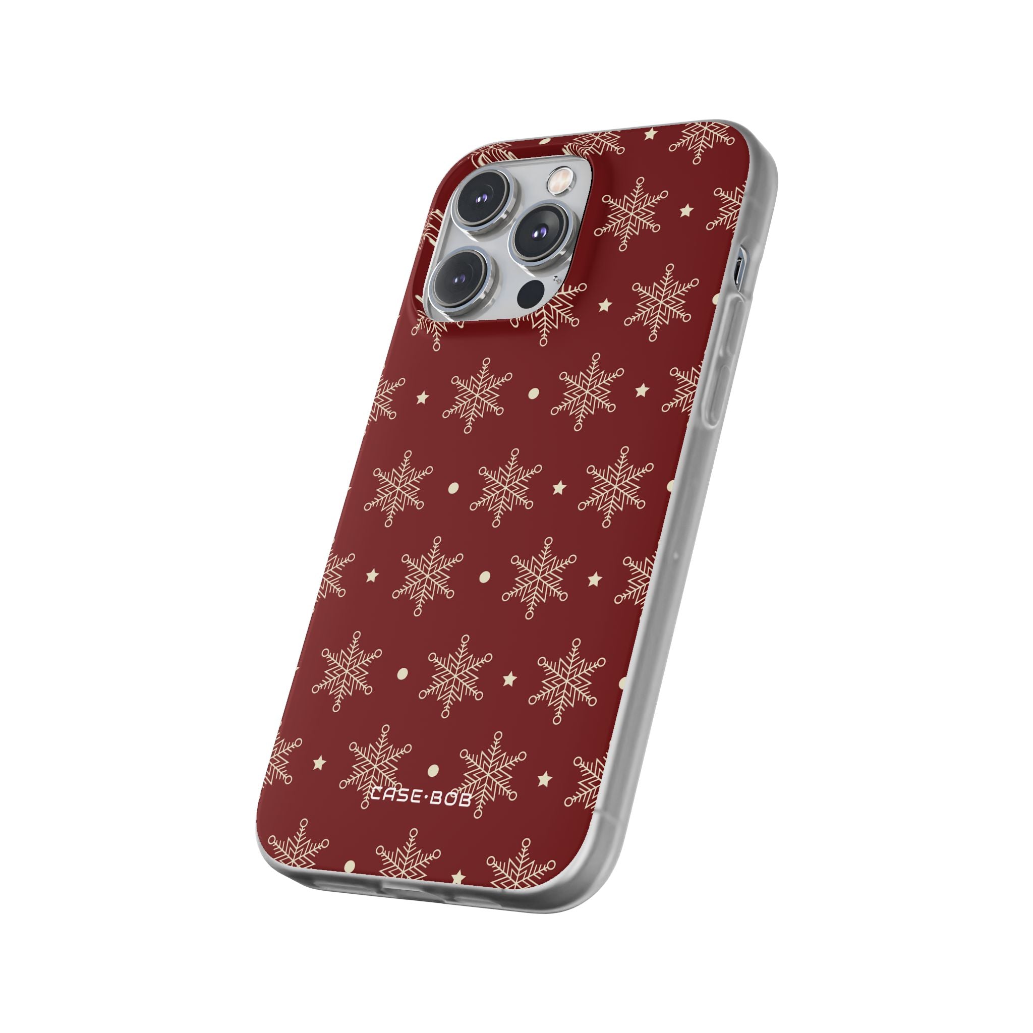 Cream Snowflake Crimson iPhone 14 Pro Max Case - Soft