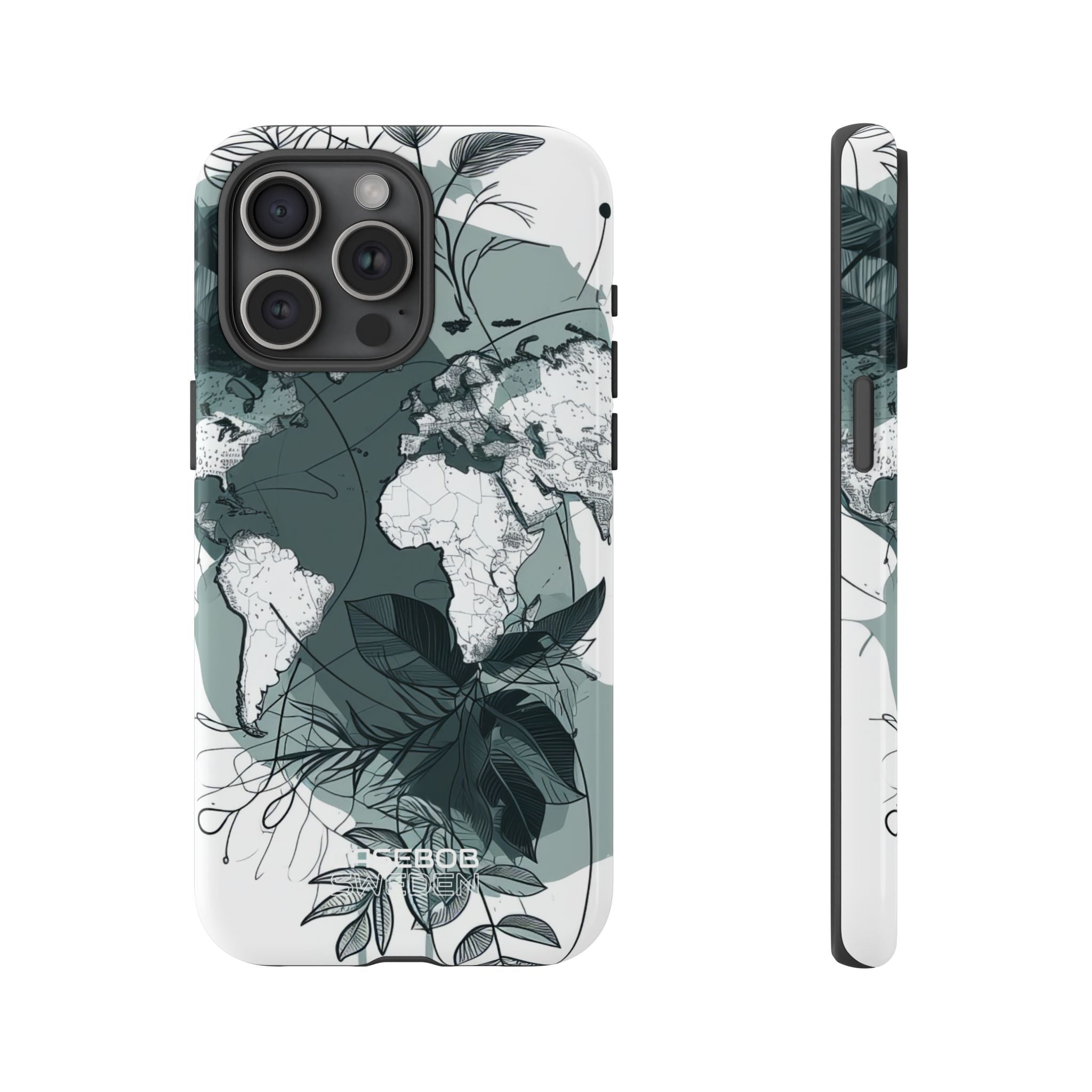 Botanische Weltkarte iPhone 15 – Robust