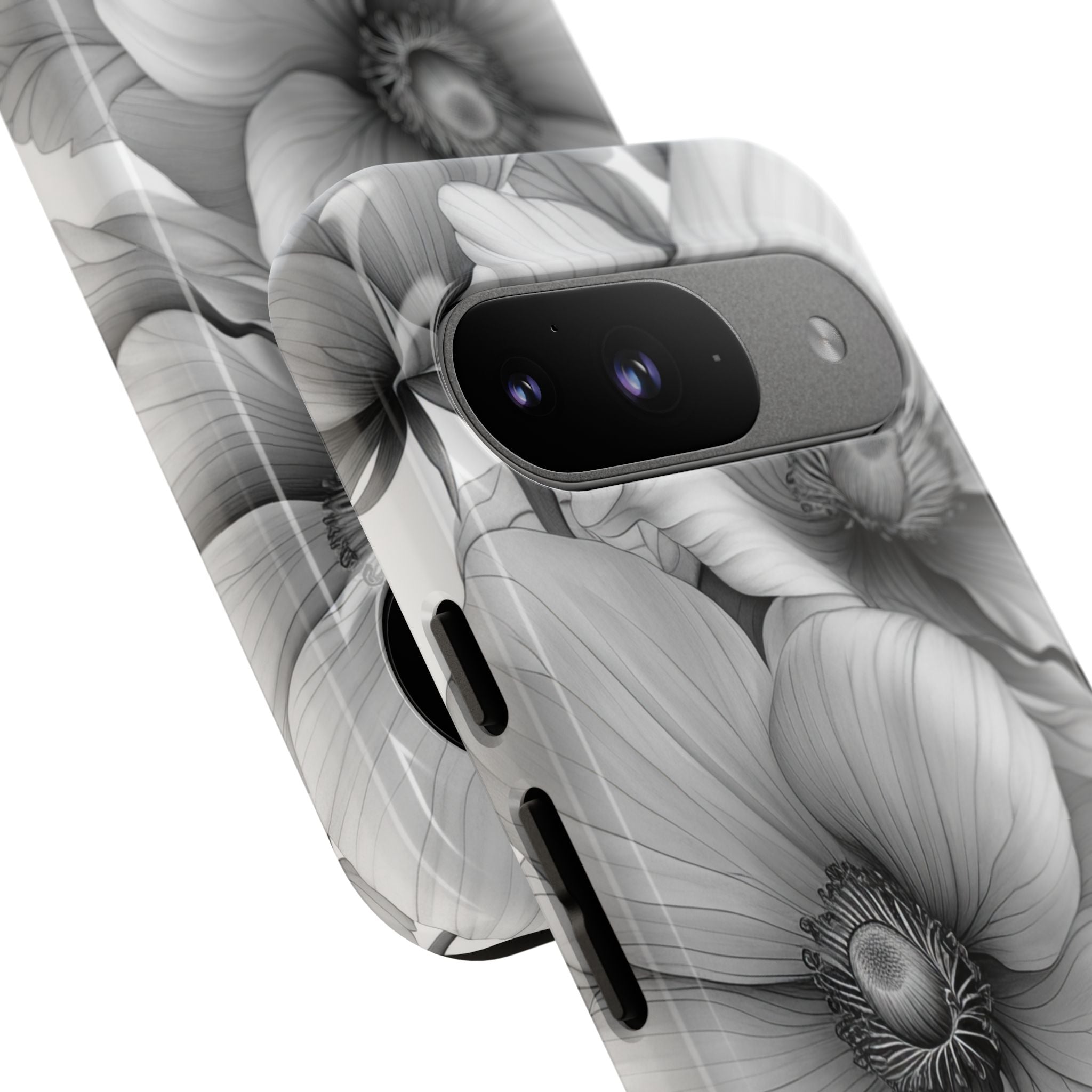 Grayscale Floral Harmony Google Pixel 9 - Tough