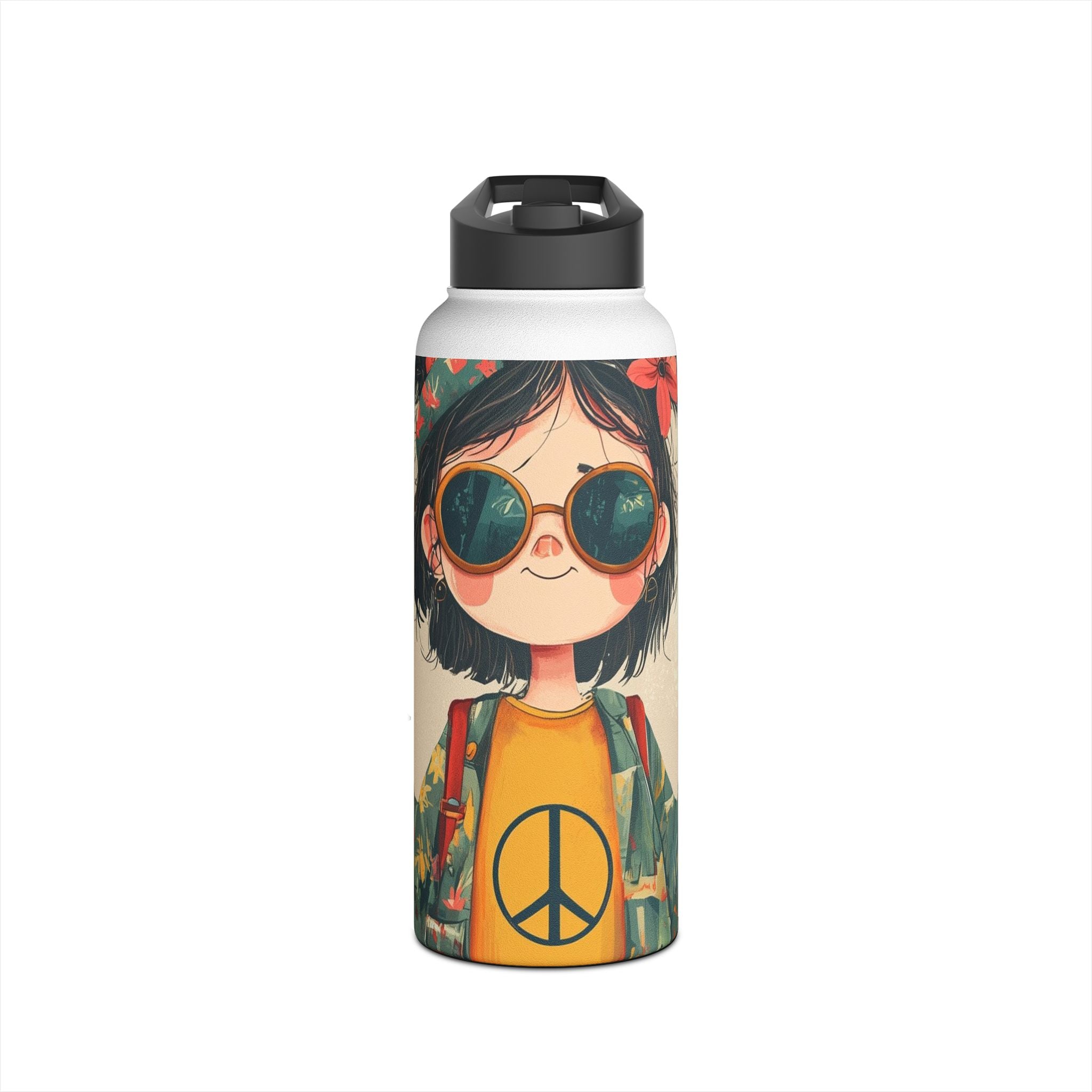 Peace Pigtails - Stainless Steel Water Bottle