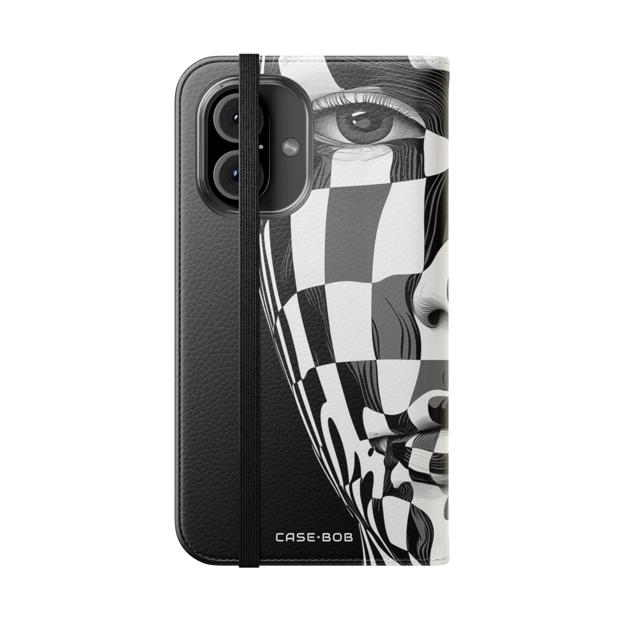Mirrored Checkerboard Face - iPhone 16 Case - Wallet