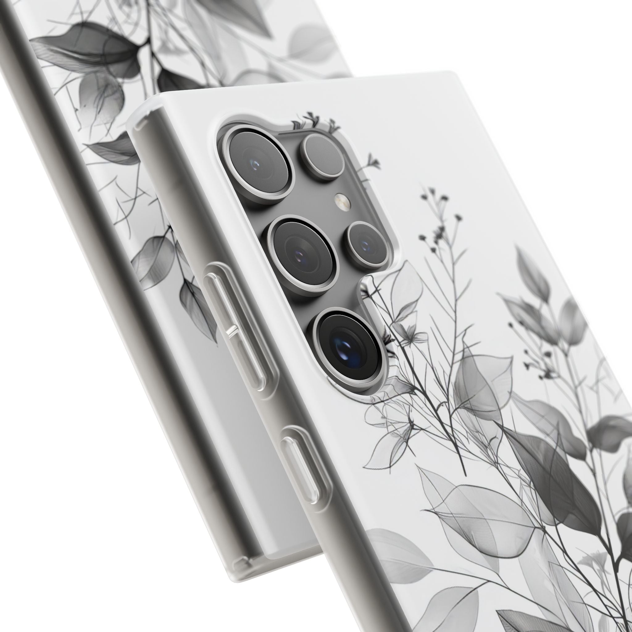 Veined Leaves Gray Samsung S24 Ultra Case - Soft