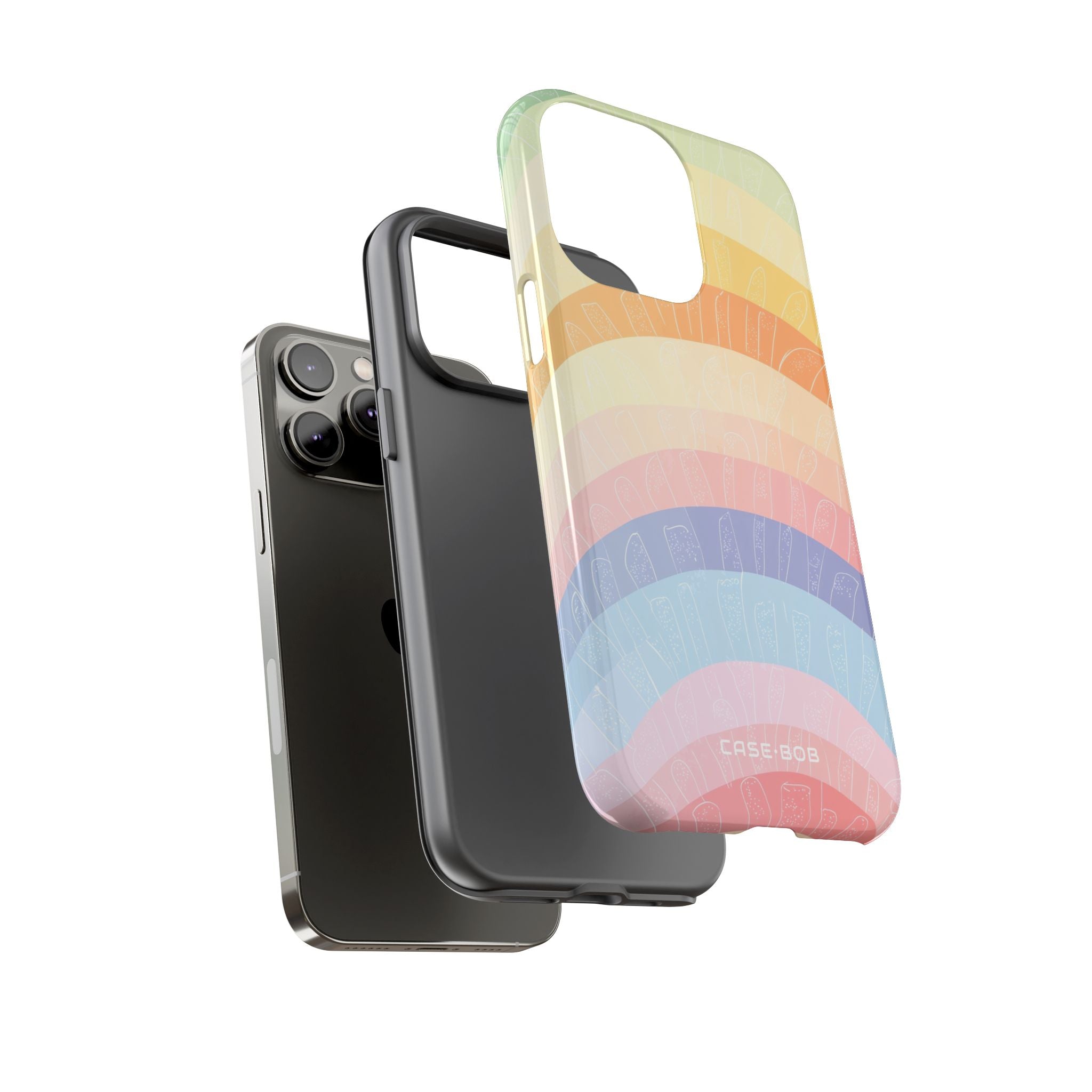 Pastel Rainbow Bands iPhone 14 Pro Max Case - Tough