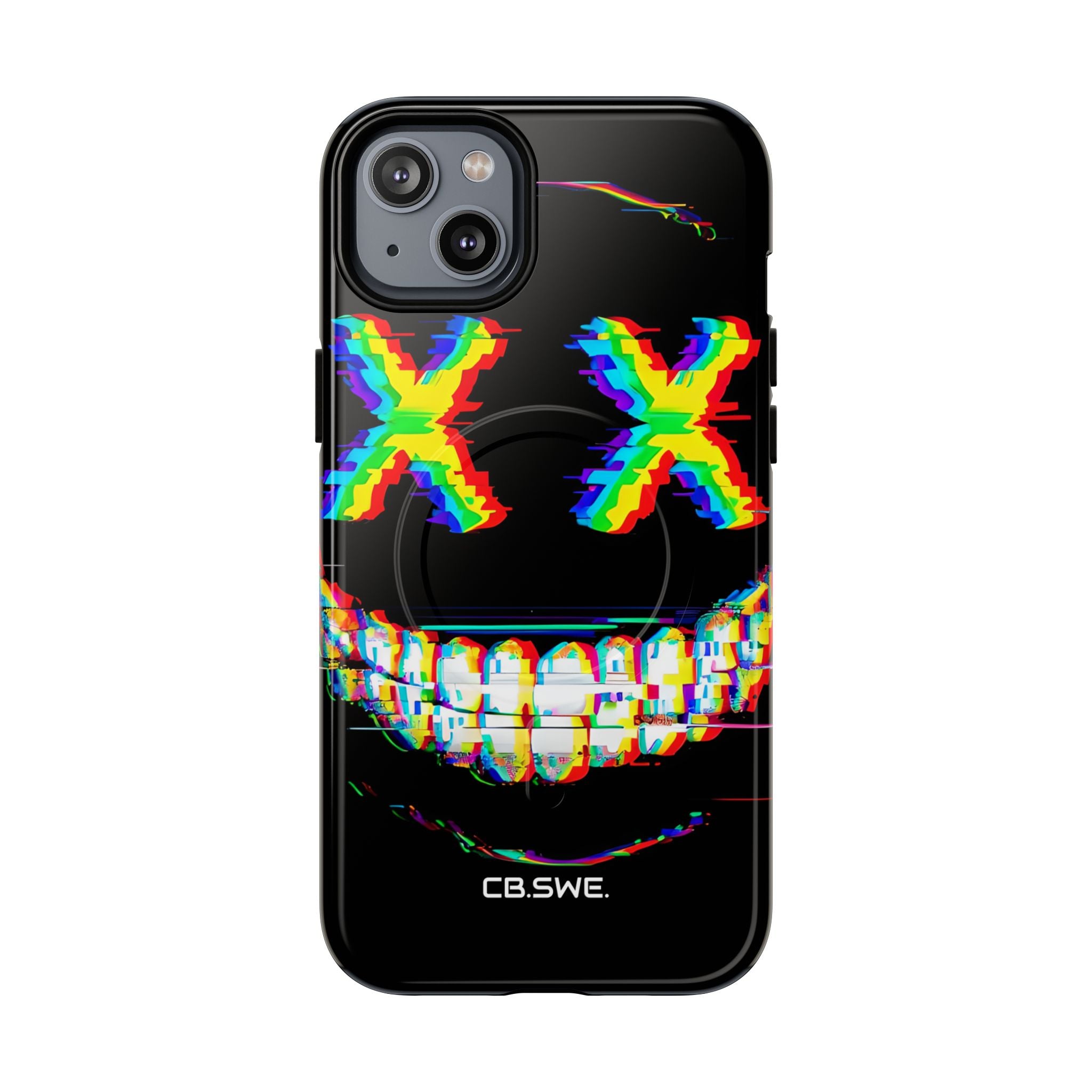 Sinister Glitch Art Smiley Face Digital Phone iPhone 14 - Tough+