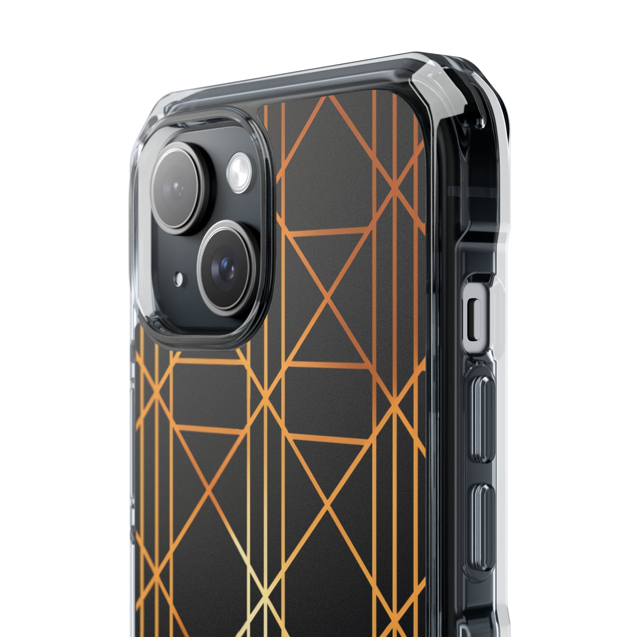 Golden Geometric Elegance iPhone 15 - Impact Clear+