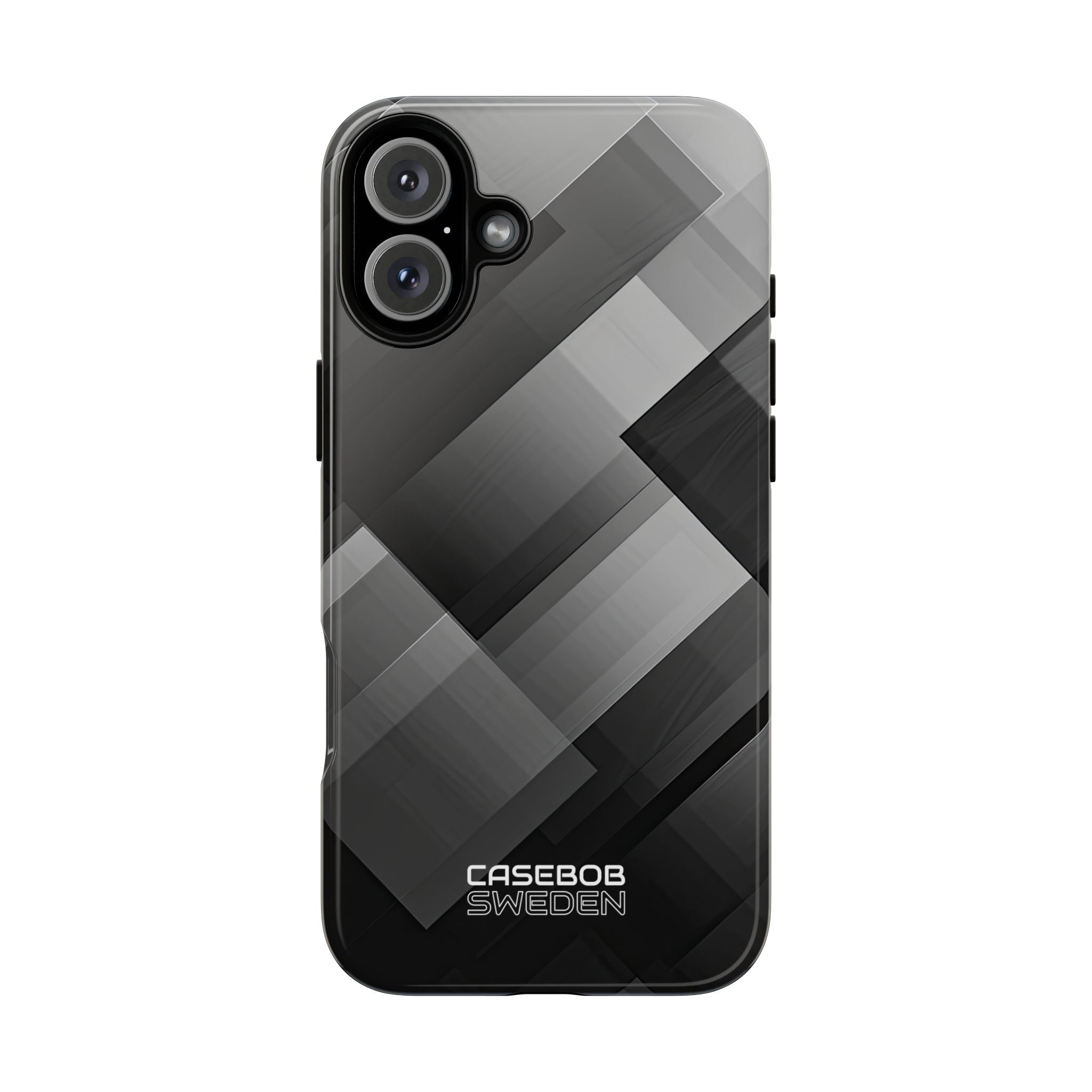 Grayscale Geometric Layers iPhone 16 - Tough
