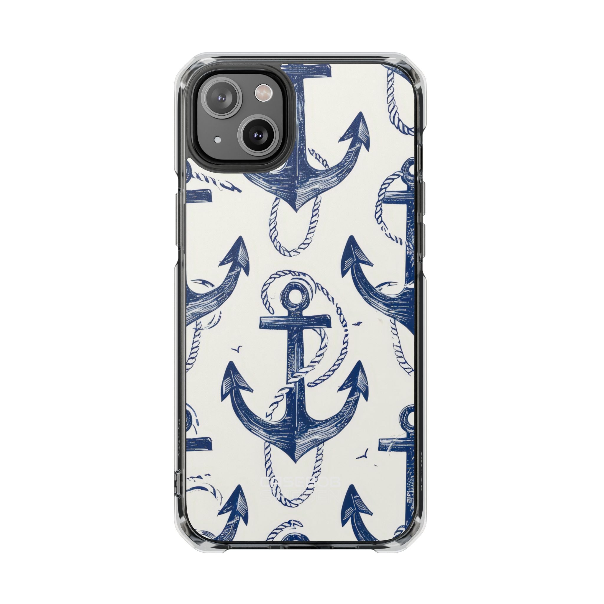 Navy Anchor Tapestry iPhone 14 - Impact Clear+