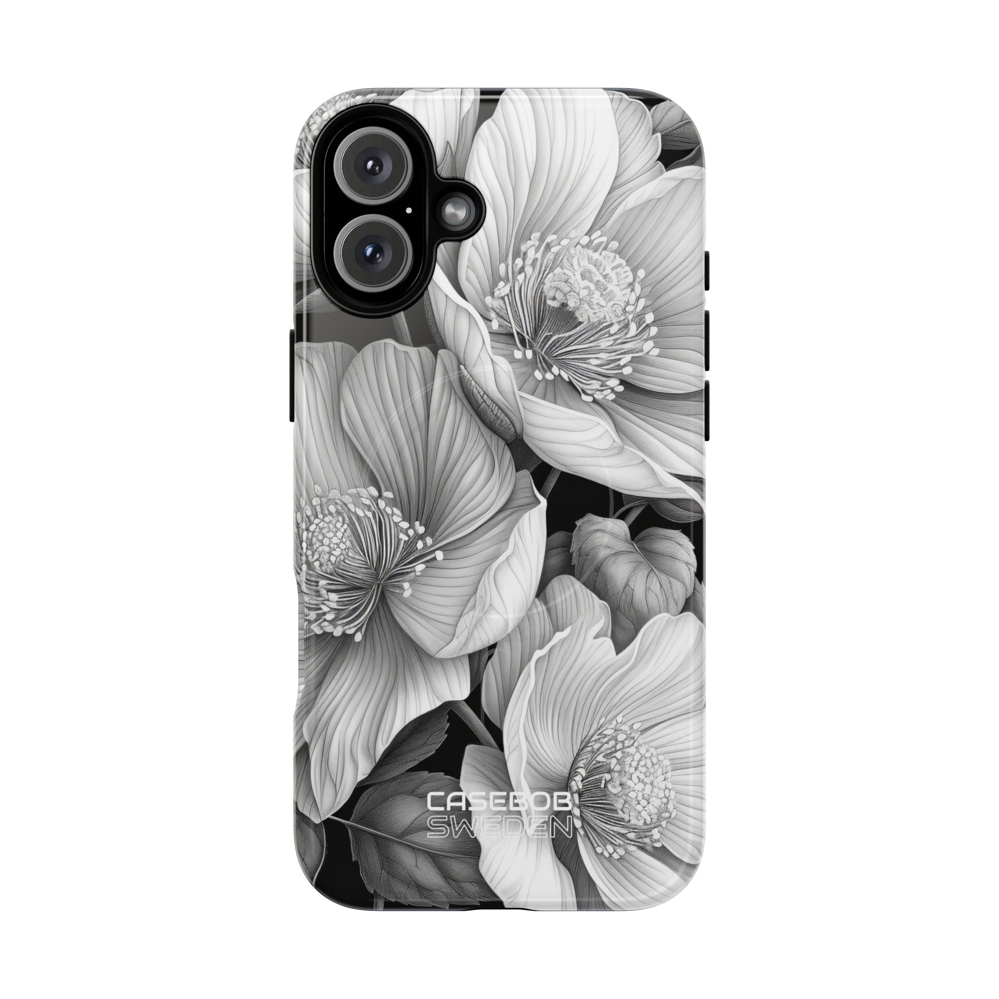 Monochrome Petal Dance iPhone 16 - Tough+