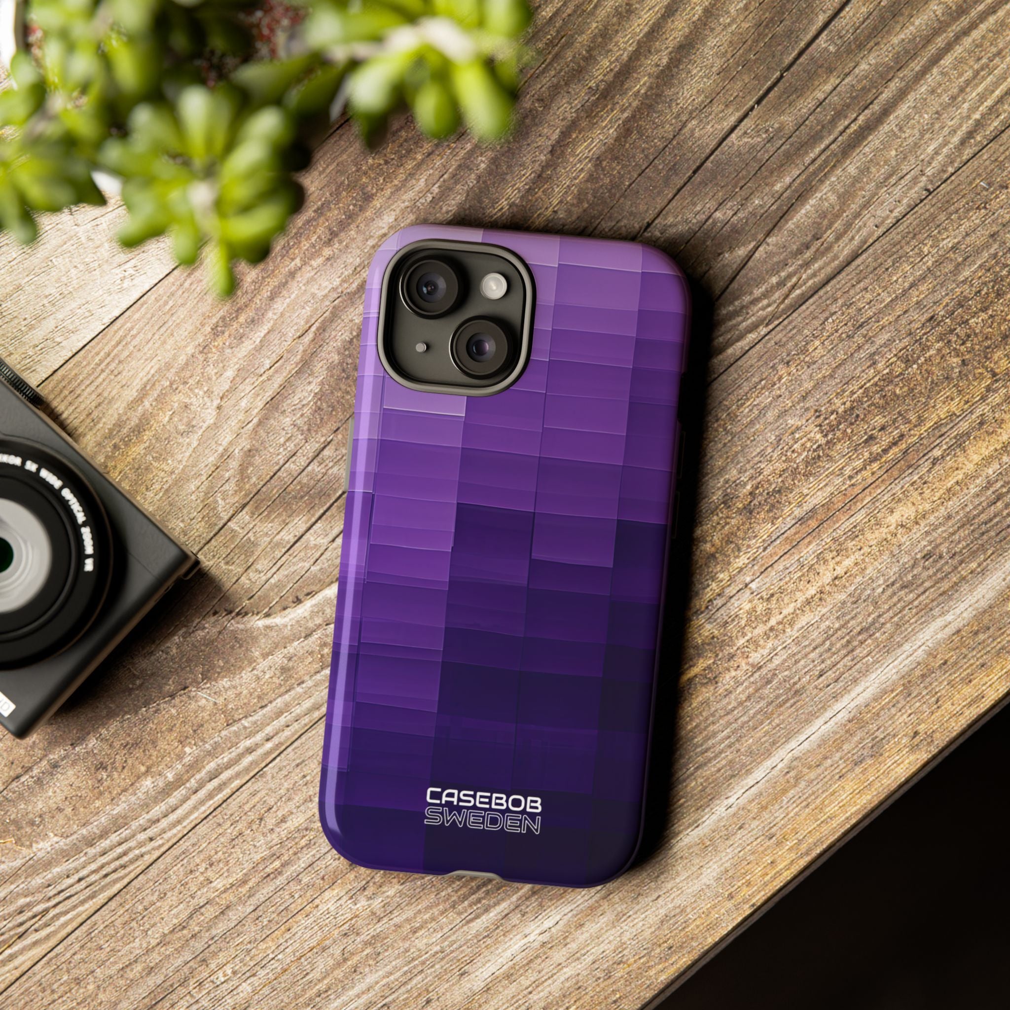 Purple Horizon Grid iPhone 15 - Tough