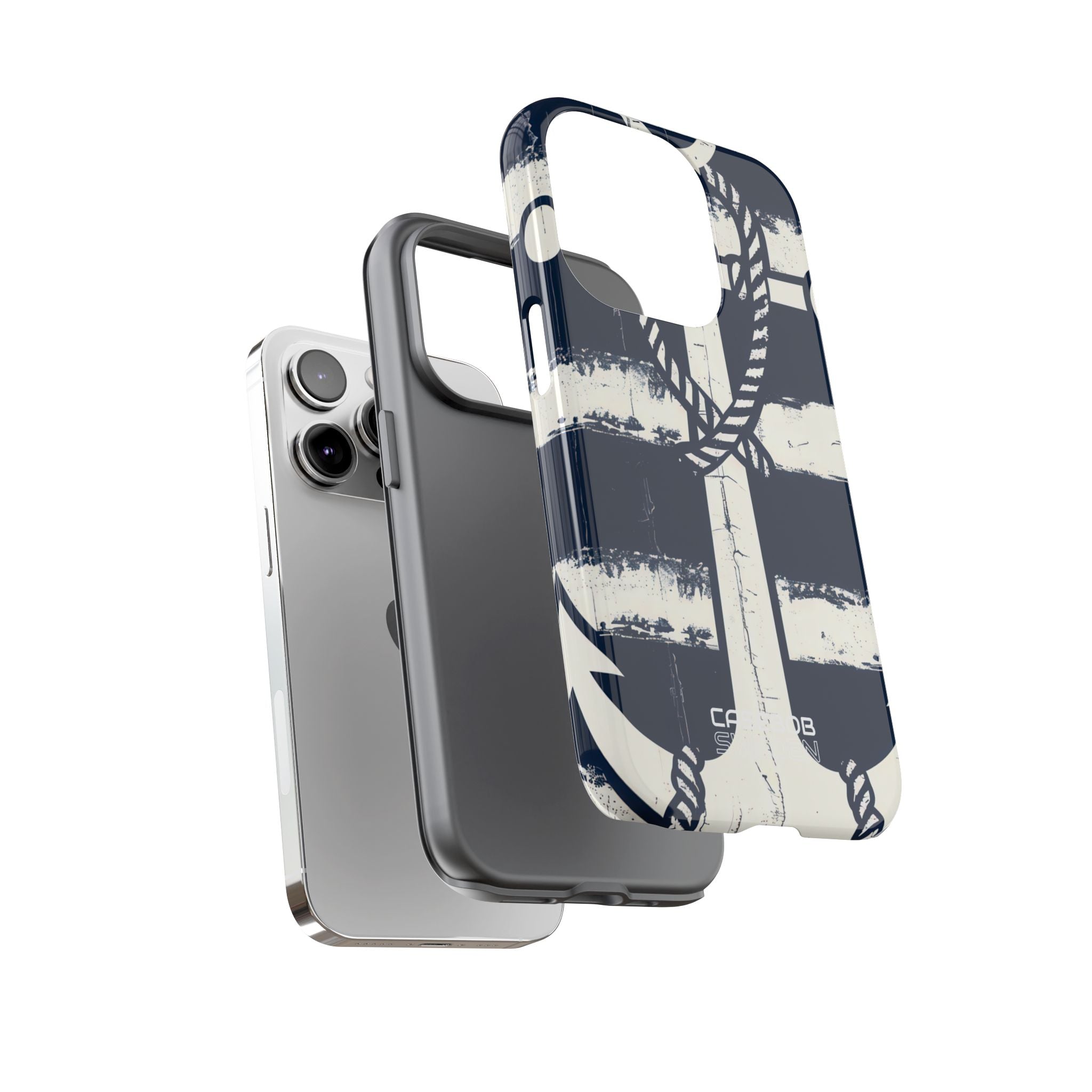 Strisce con ancora blu navy iPhone 14 - Tough