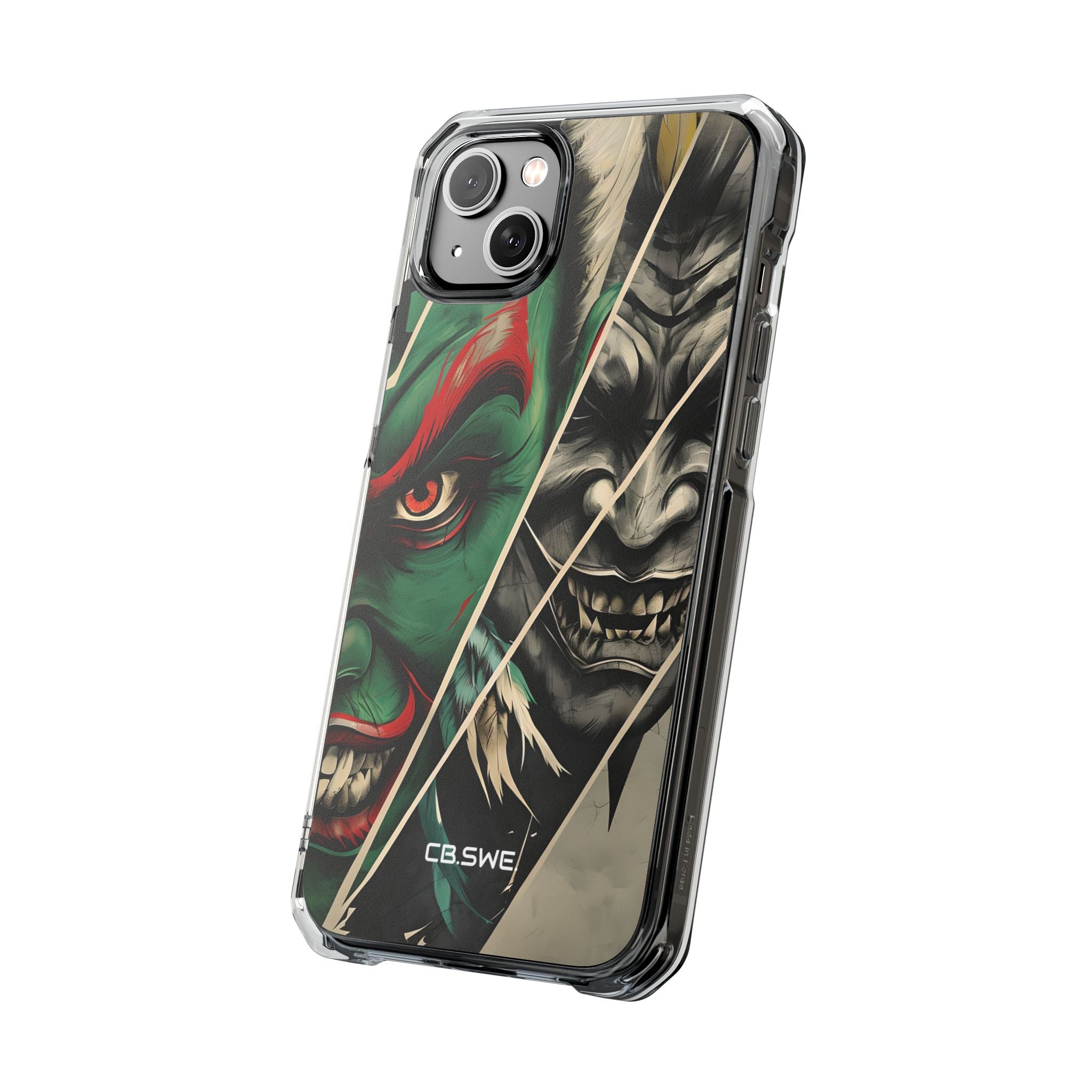 Striking Japanese Mask Art Vivid Colors iPhone 14 - Impact Clear+