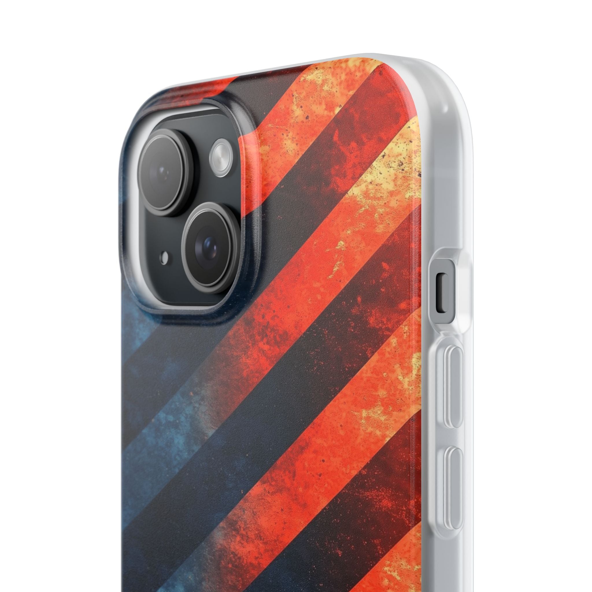 Diagonal Stripes Blaze iPhone 15 Case - Soft