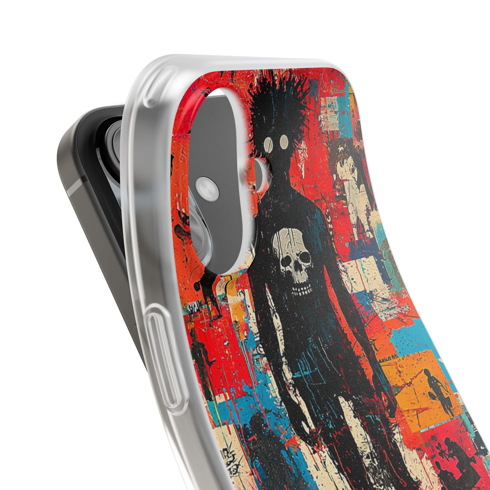 Spiky Skull Silhouette iPhone 16 Case - Soft