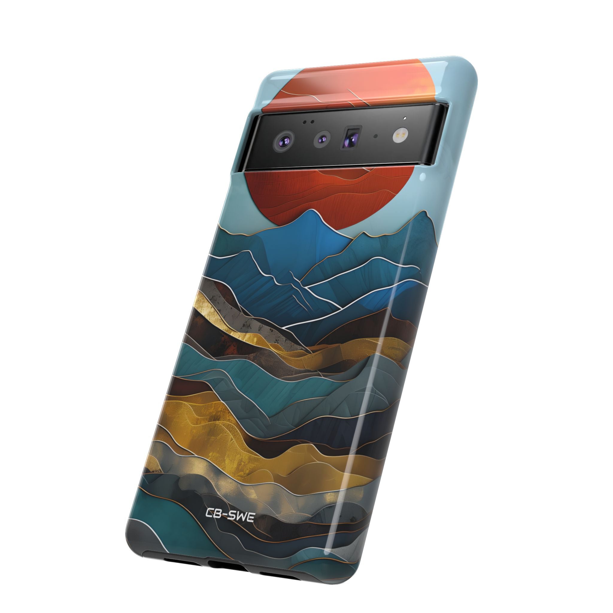 Sunset Geometry Waves - Google Pixel Case