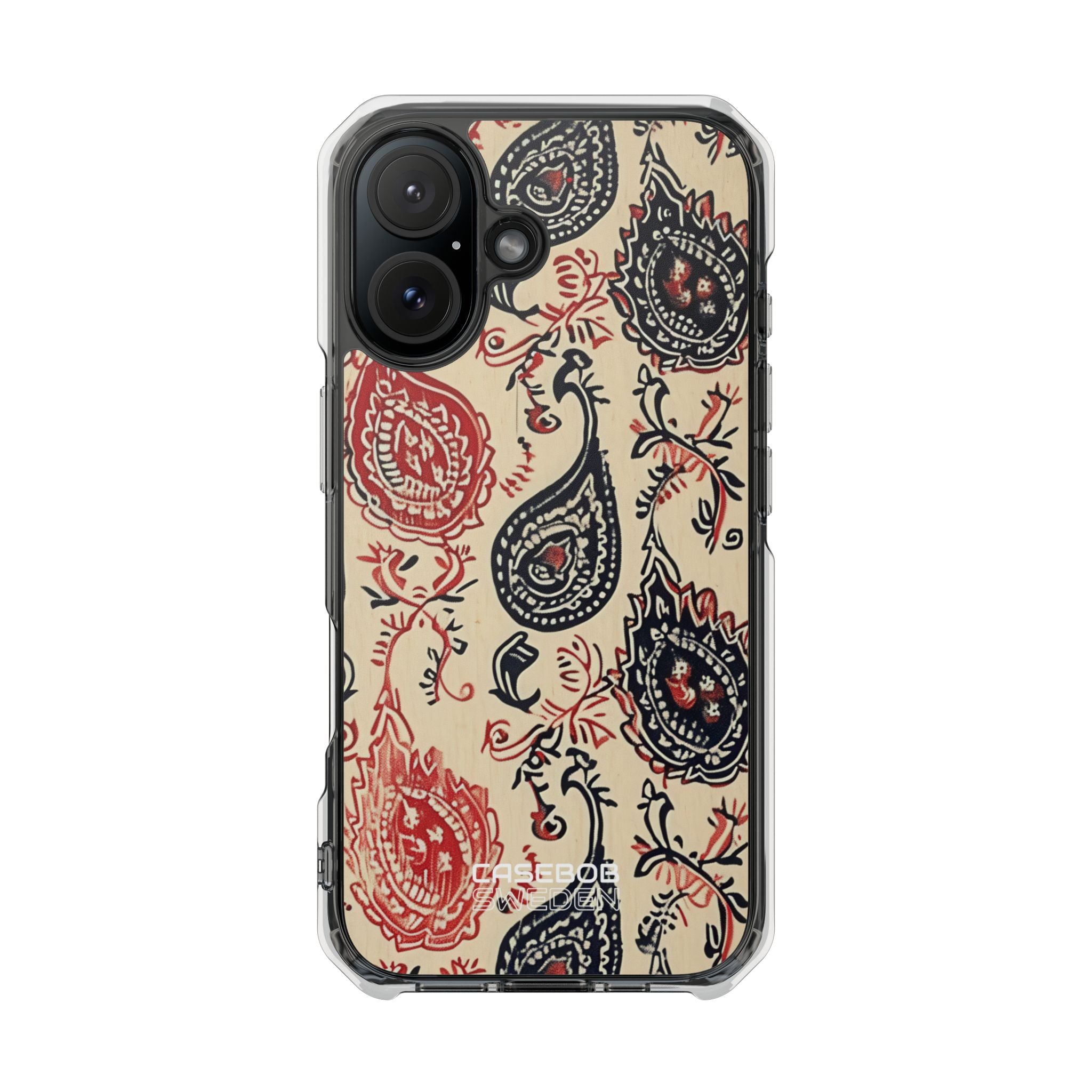 Navy Paisley Swirl iPhone 16 - Impact Clear+