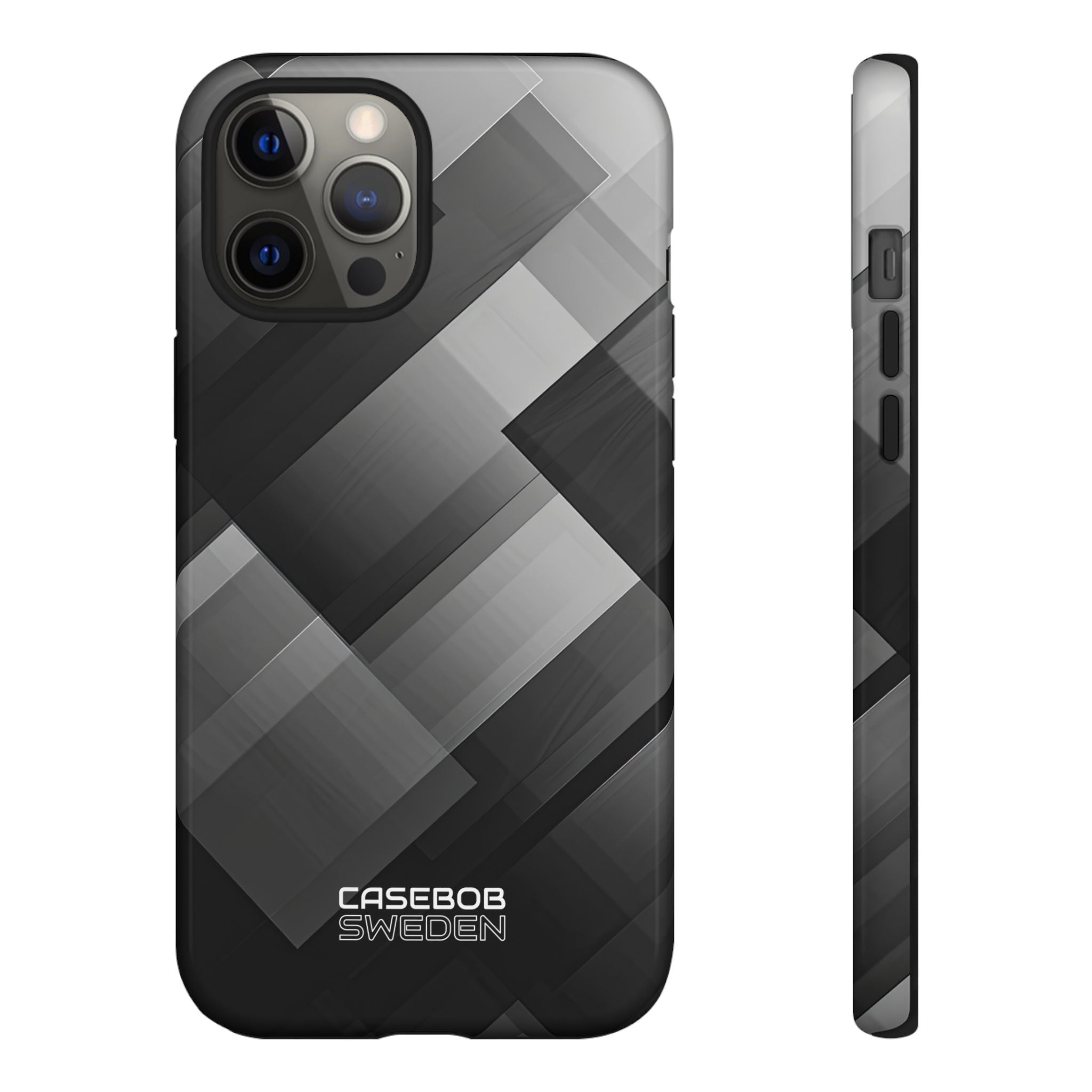 Grayscale Geometric Layers iPhone 12 - Tough