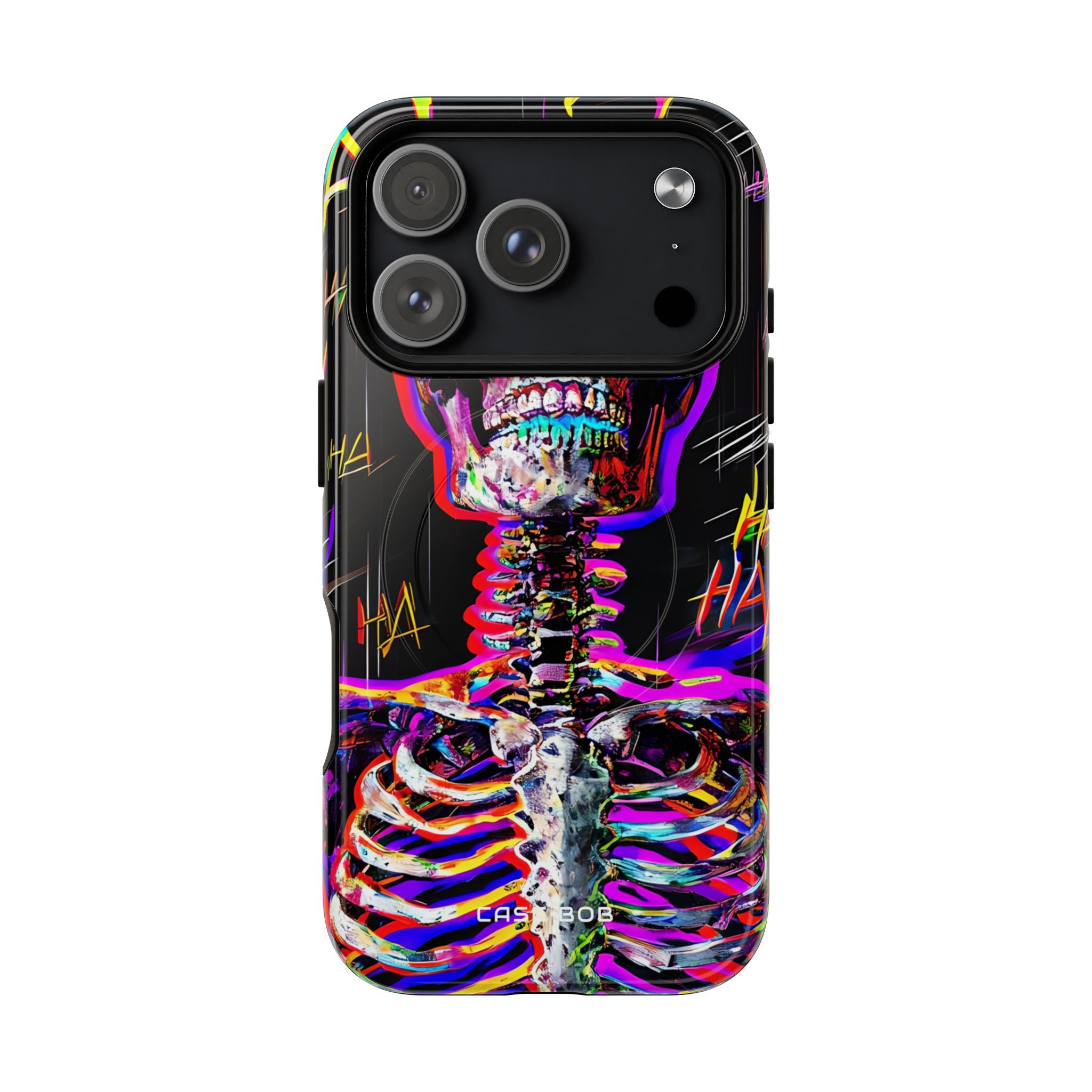 Neon Skeleton Laugh iPhone 17 Pro Case - Tough+